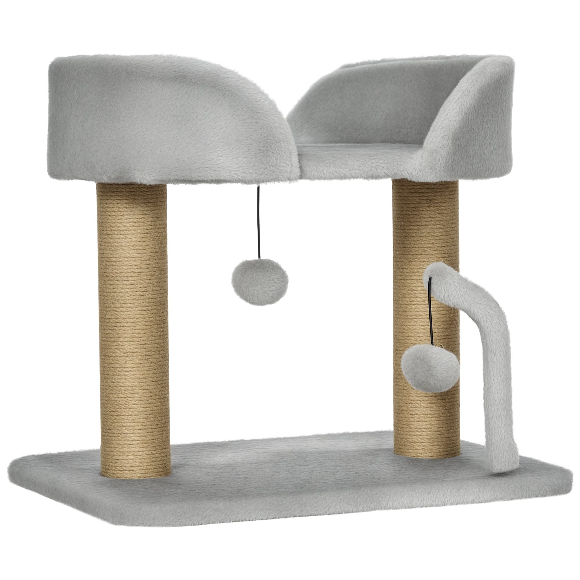 Arranhador para Gatos Cinza 48x38x42 cm - Postes de Juta e Cama Confortável