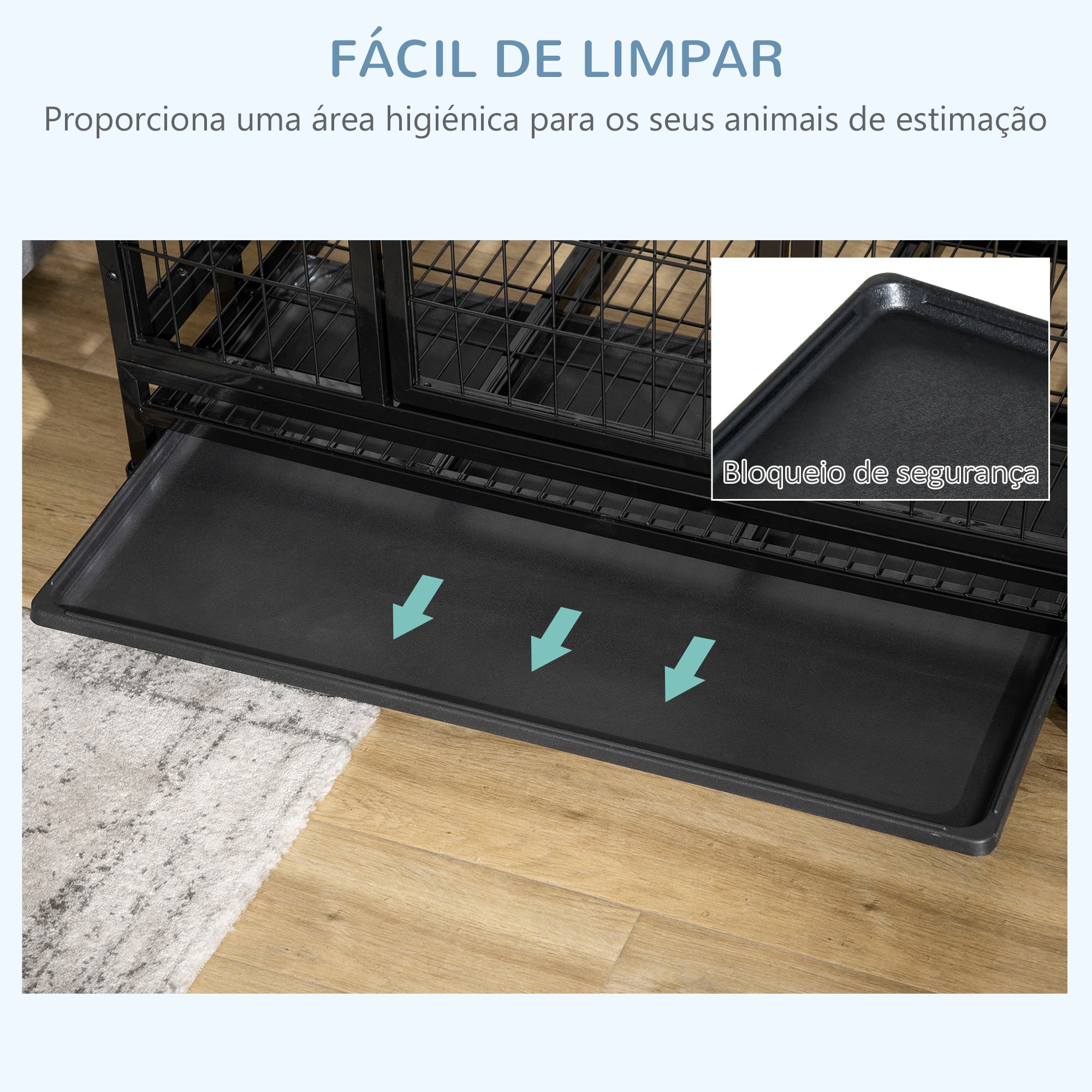 Gaiola de Metal para Cães 92x62x75cm Preto - Robusta e Funcional
