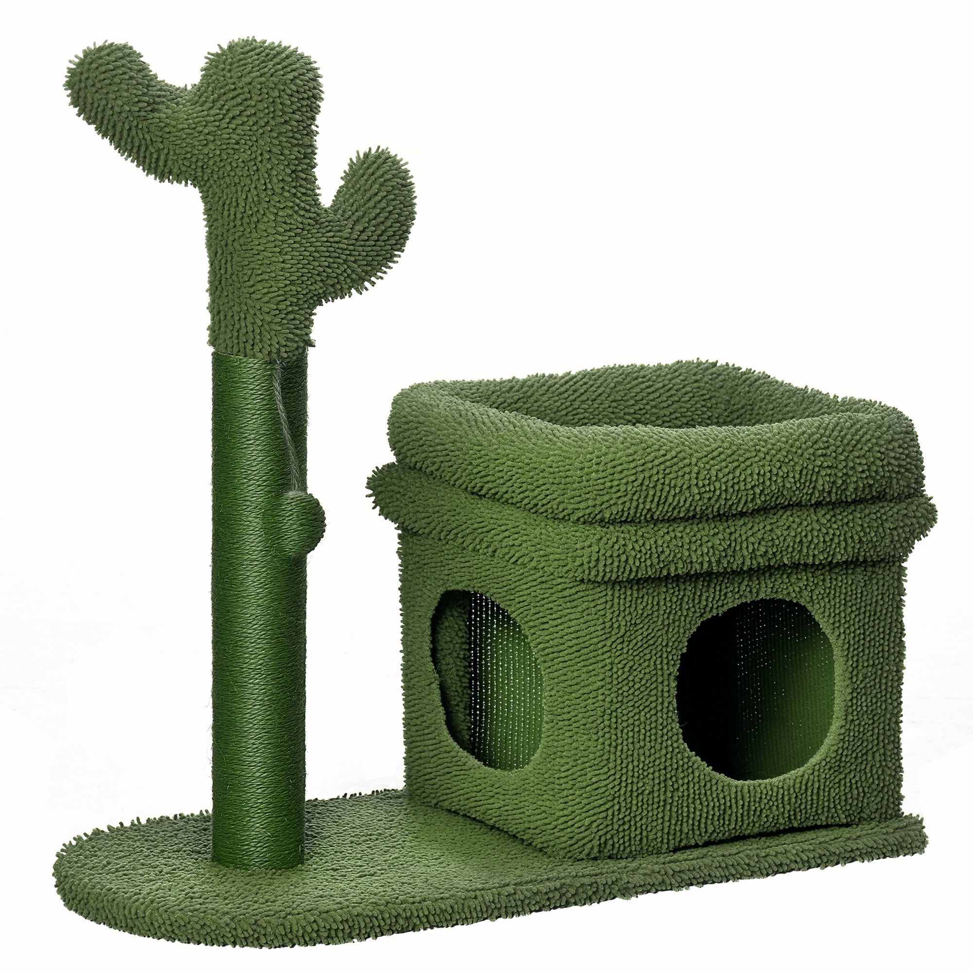 Árvore Arranhador para Gatos Desenho de Cacto Verde 68x30x67 cm