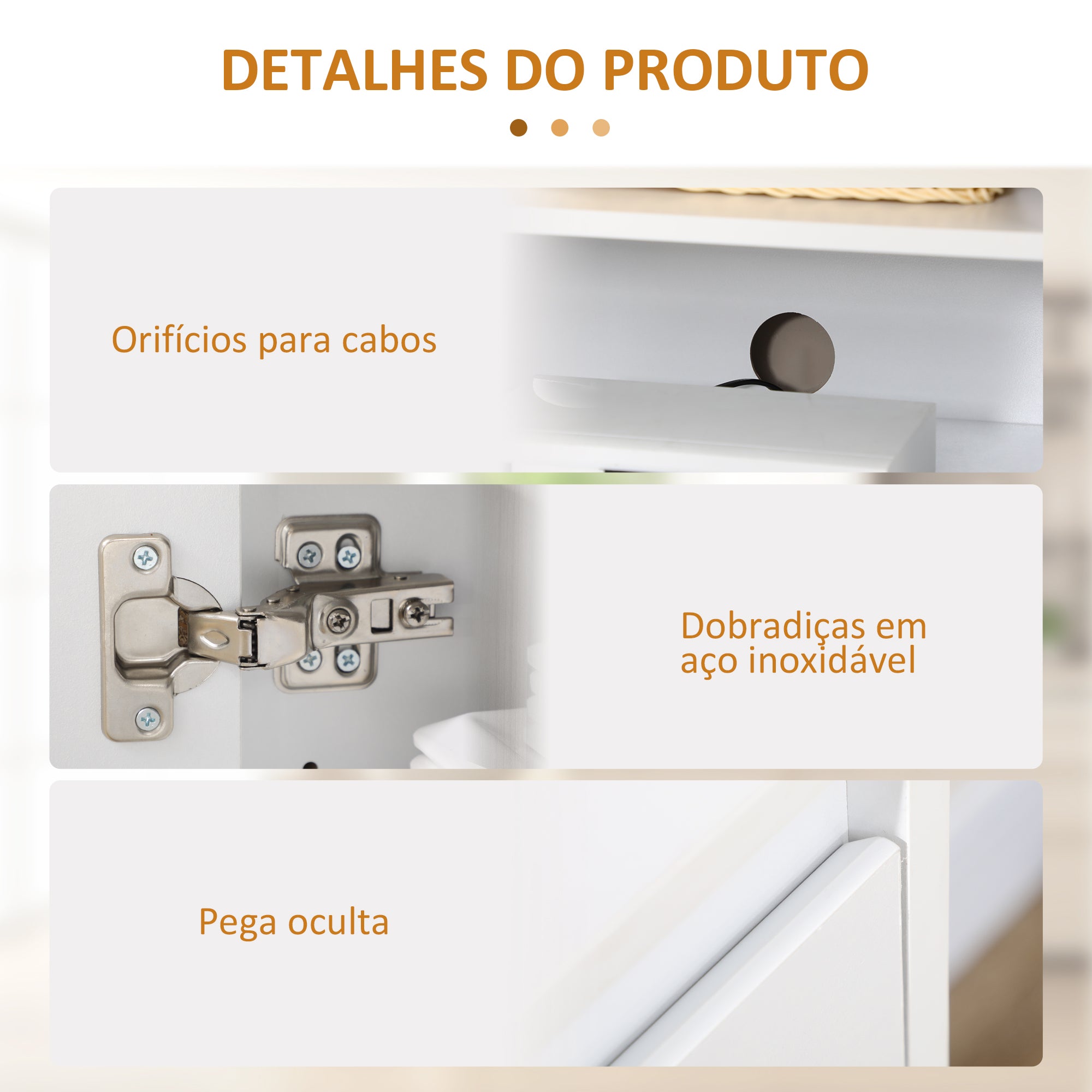 Aparador de Cozinha Moderno 120x35x85 cm - Branco