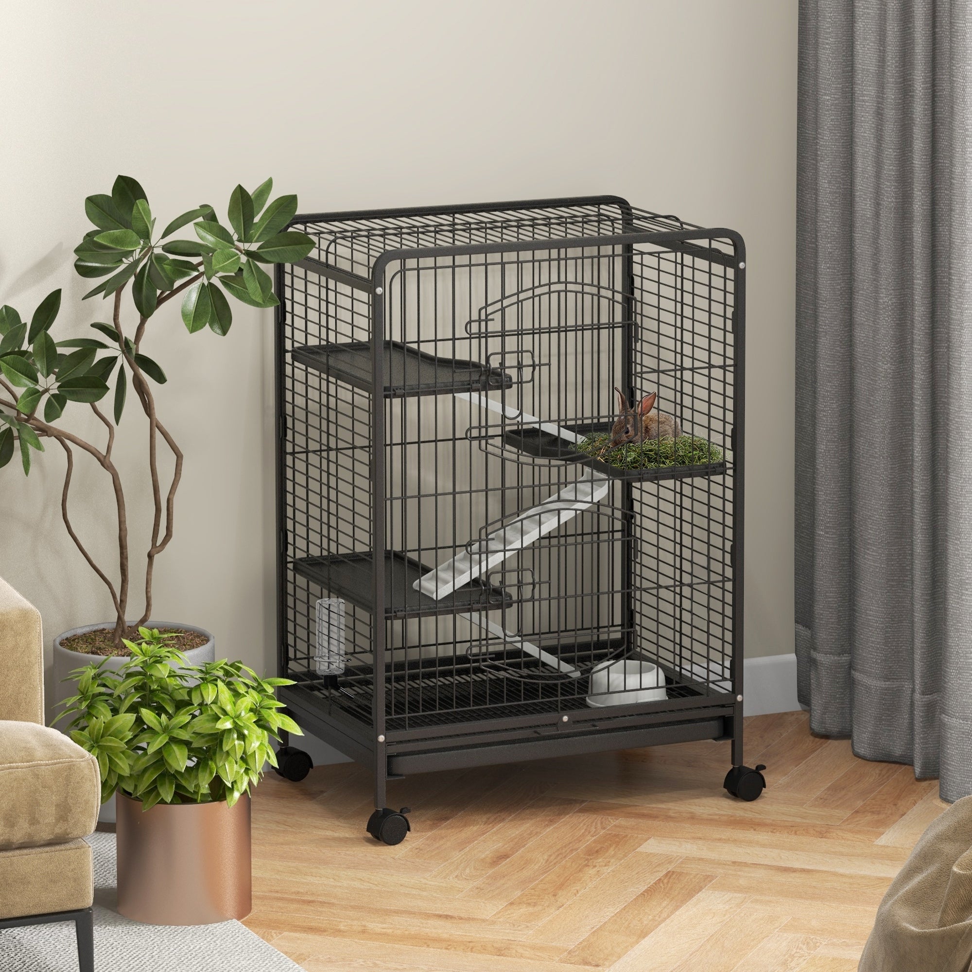 Gaiola para Roedores – 64x43,5x93cm – Cor Preto – Metal