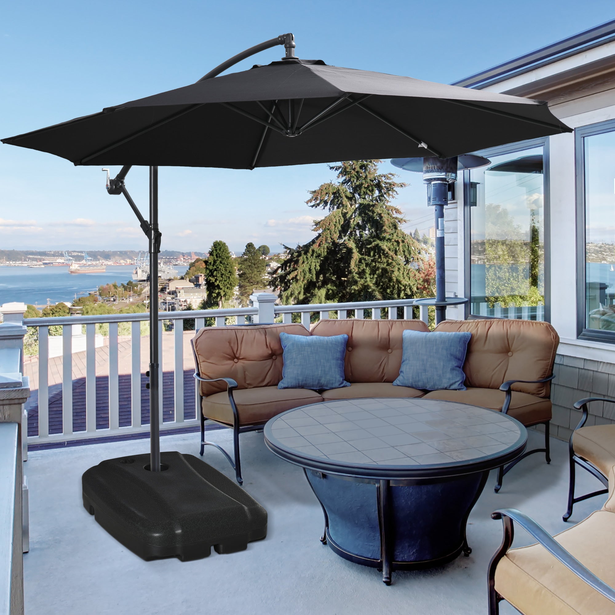 Base de Chapéu de Sol com Rodas Preenchível 80x60x20 cm - Cor Preto