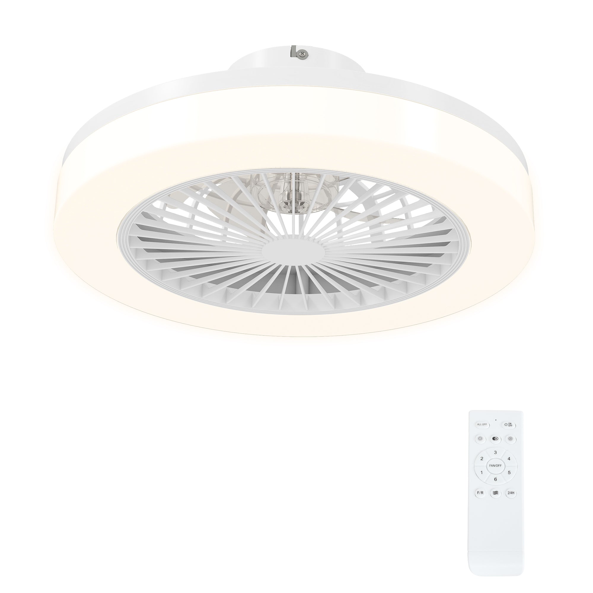 Ventoinha de Teto com Luz LED Ø46x16 cm - Branco