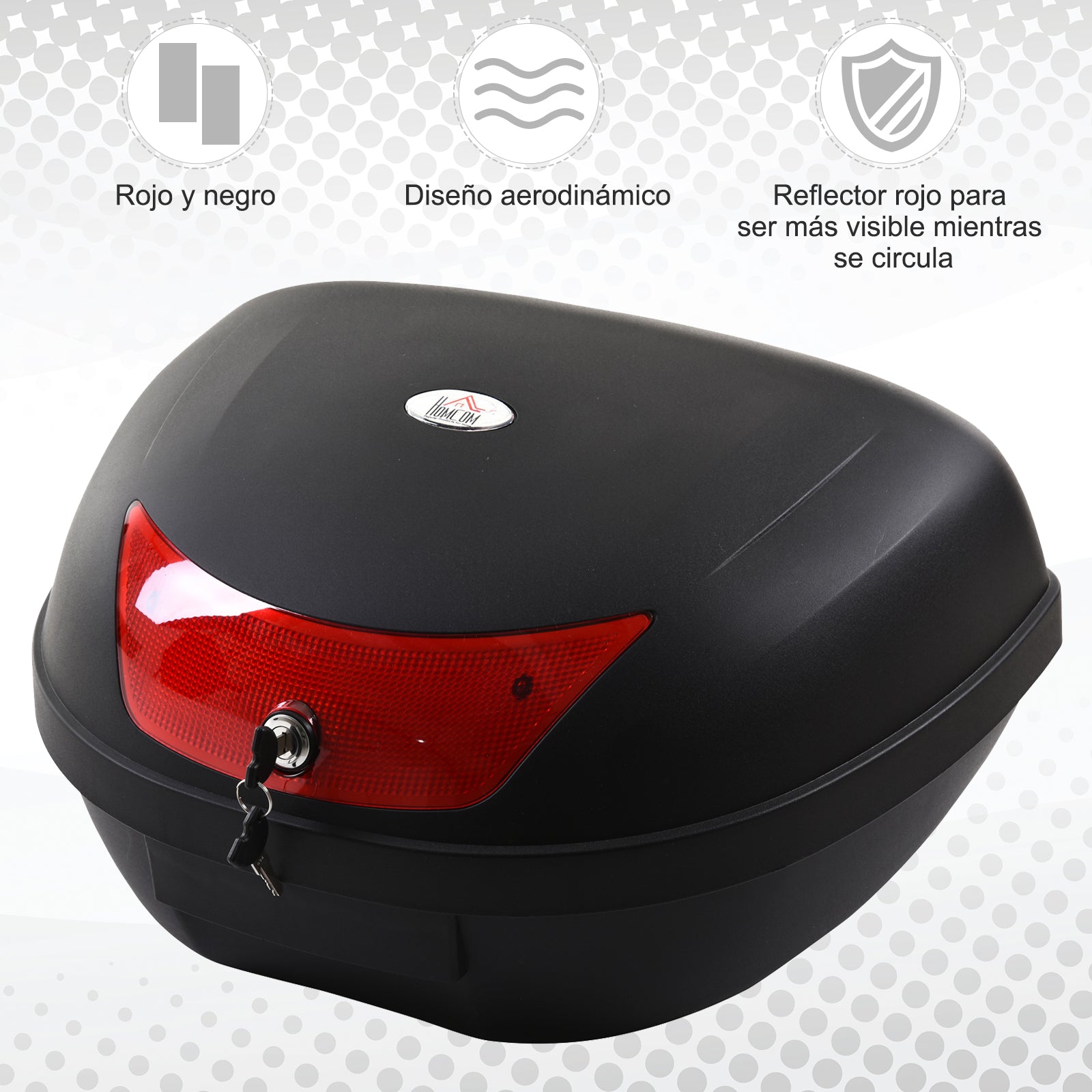 Mala para Motocicleta 48L Preto e Vermelho 59x43x33 cm