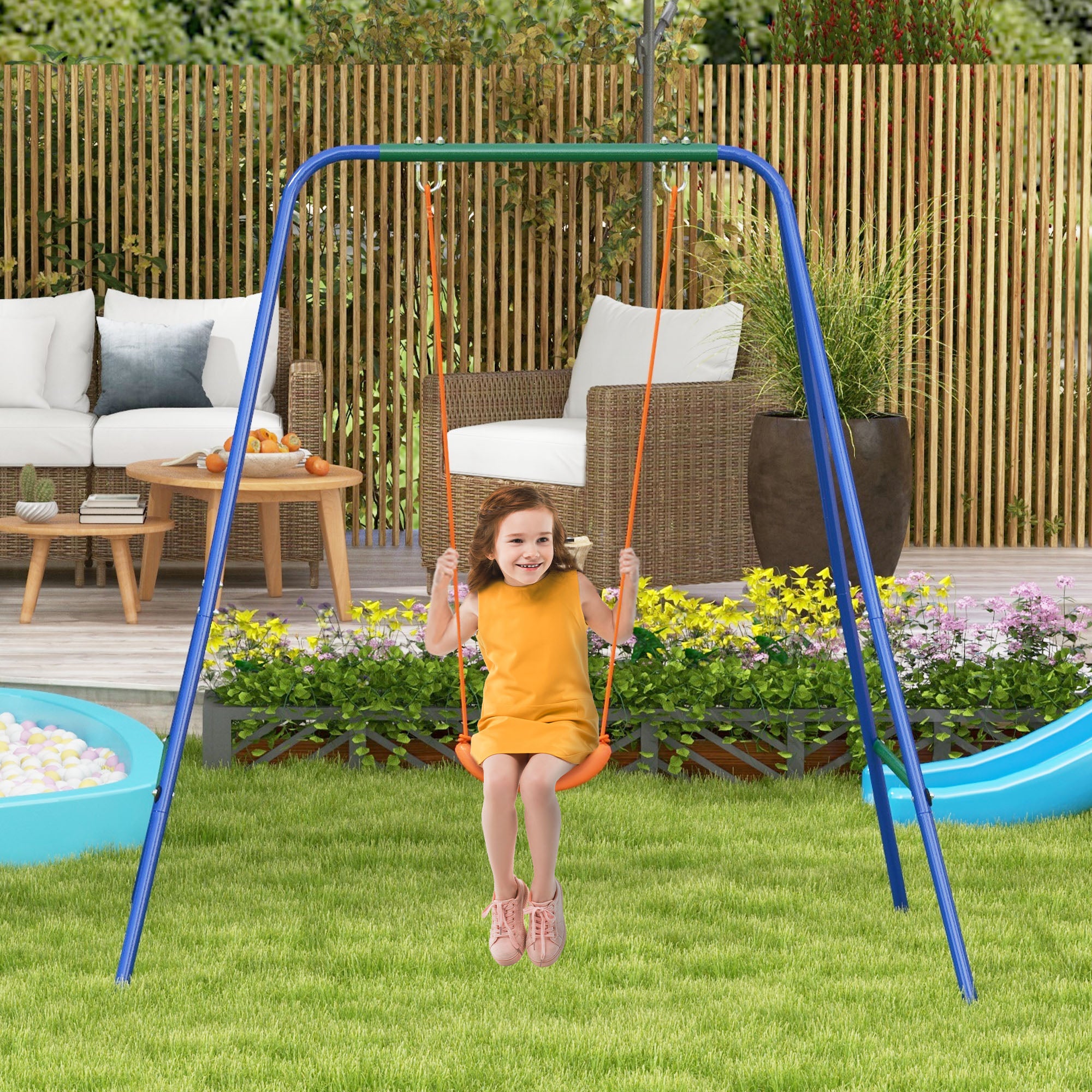 Baloiço Infantil 2 em 1 - 180x160x182 cm - Laranja