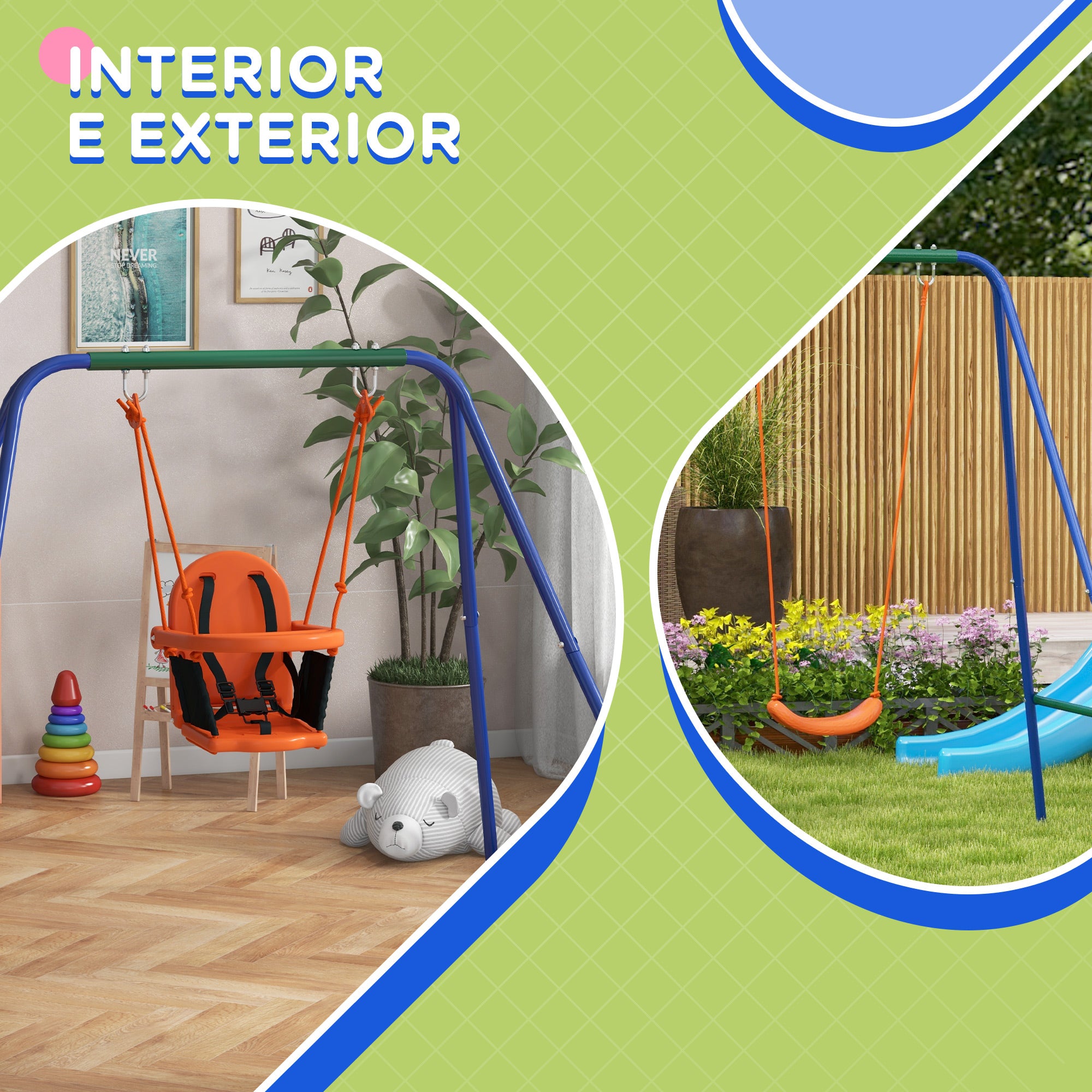 Baloiço Infantil 2 em 1 - 180x160x182 cm - Laranja