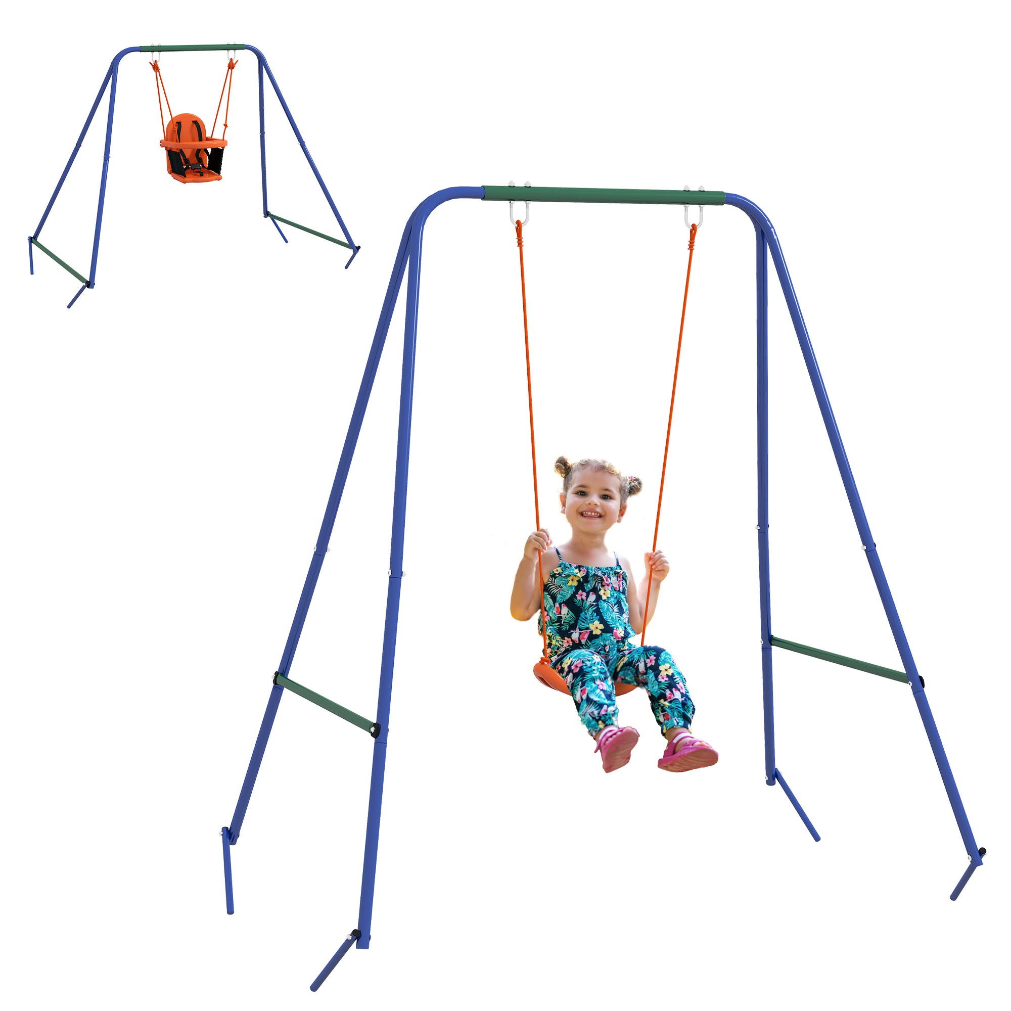 Baloiço Infantil 2 em 1 - 180x160x182 cm - Laranja