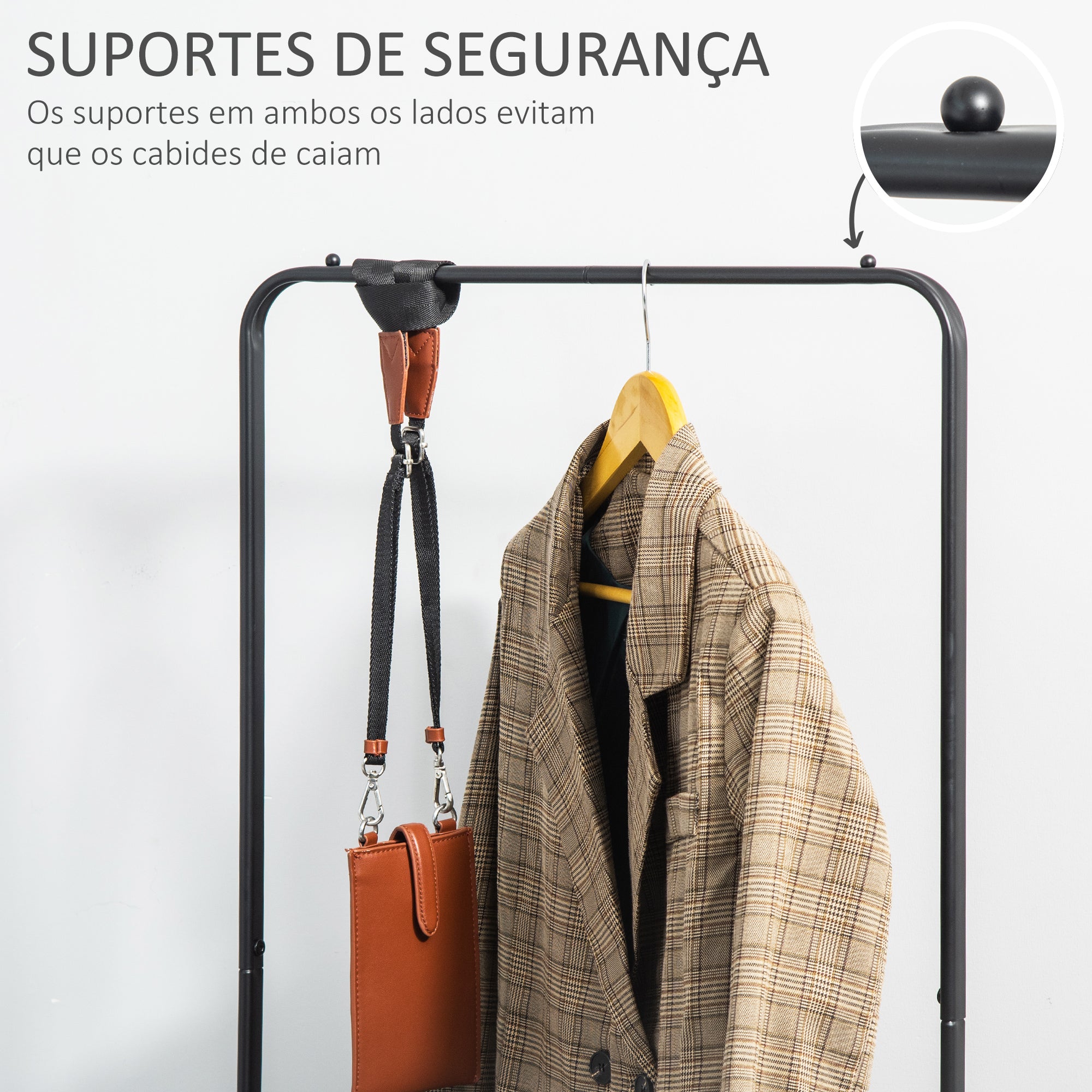 Charriot Organizador com Rodas – 56,5x31,5x152,5 cm – Preto – Aço revestido a pó e PP