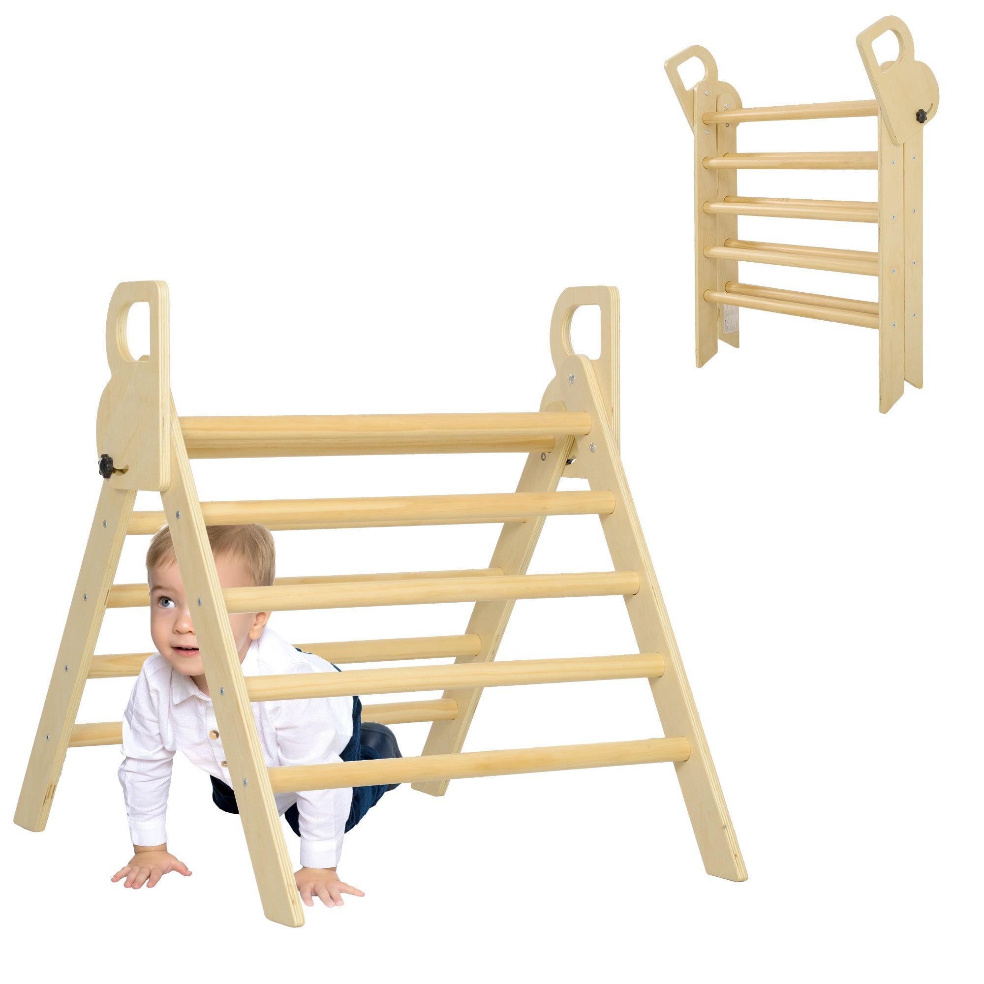 Triângulo de Escalar de Madeira Dobrável 82x66x71 cm Cor Natural