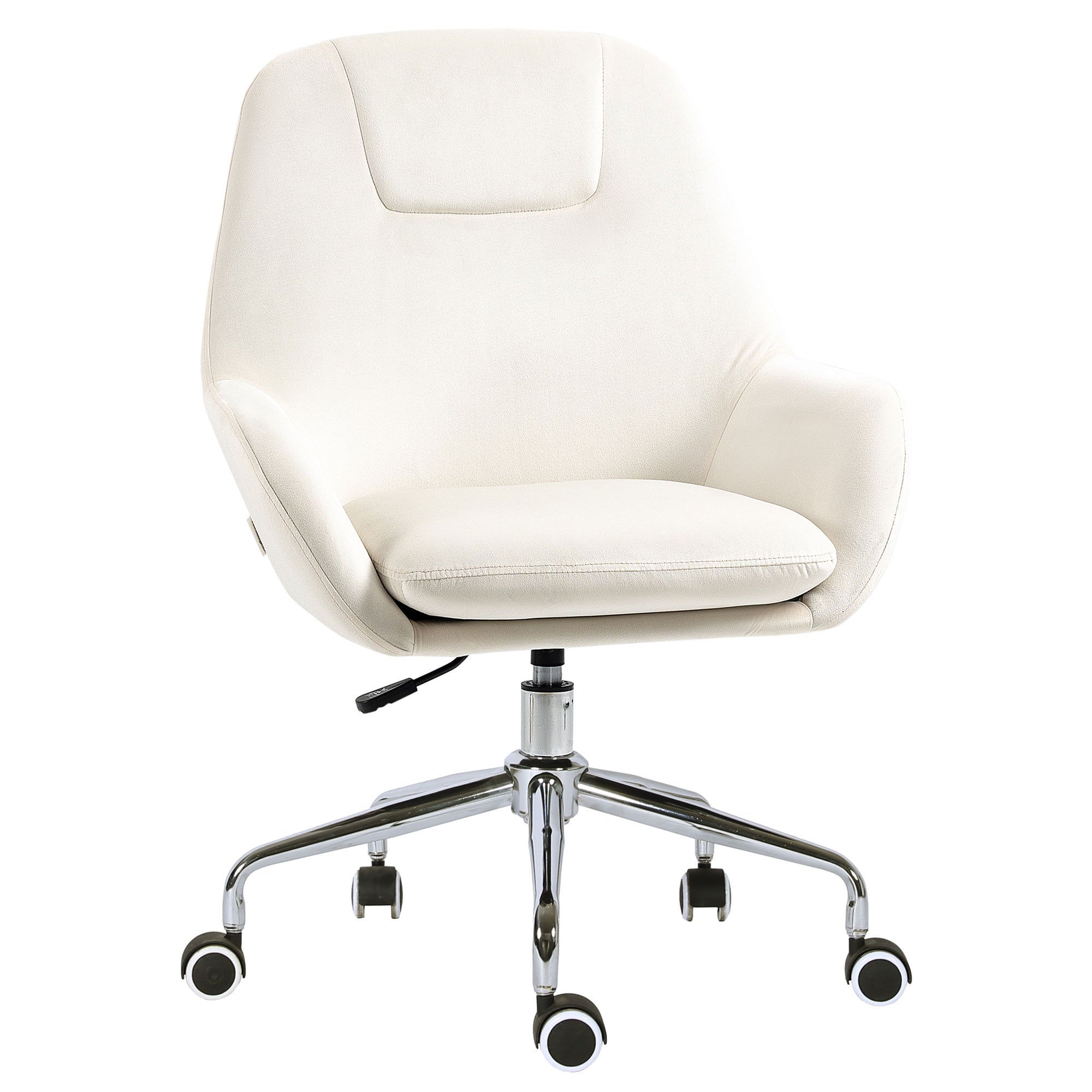 Cadeira de Escritório Giratória de Veludo Creme 65x66x90-97cm