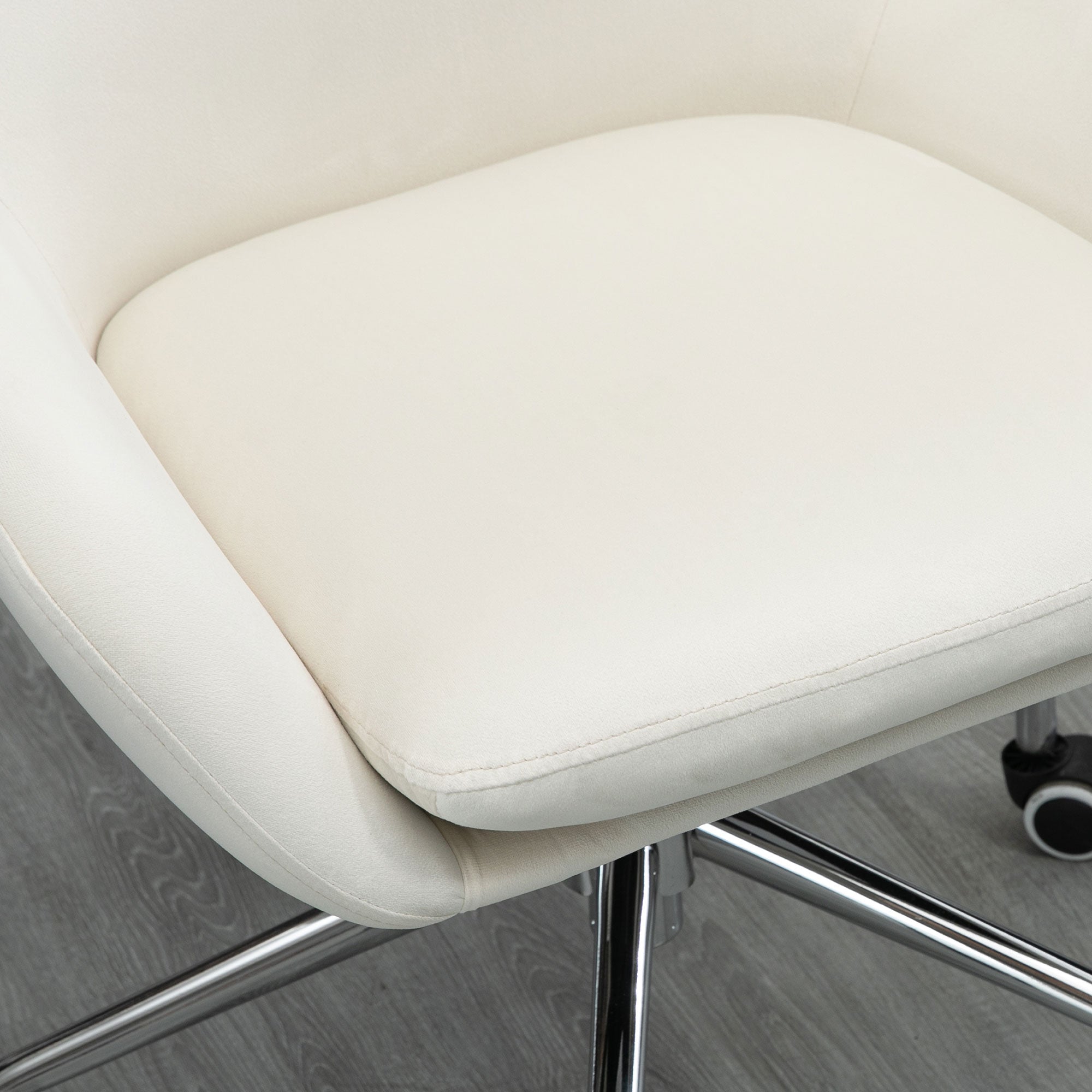 Cadeira de Escritório Giratória de Veludo Creme 65x66x90-97cm