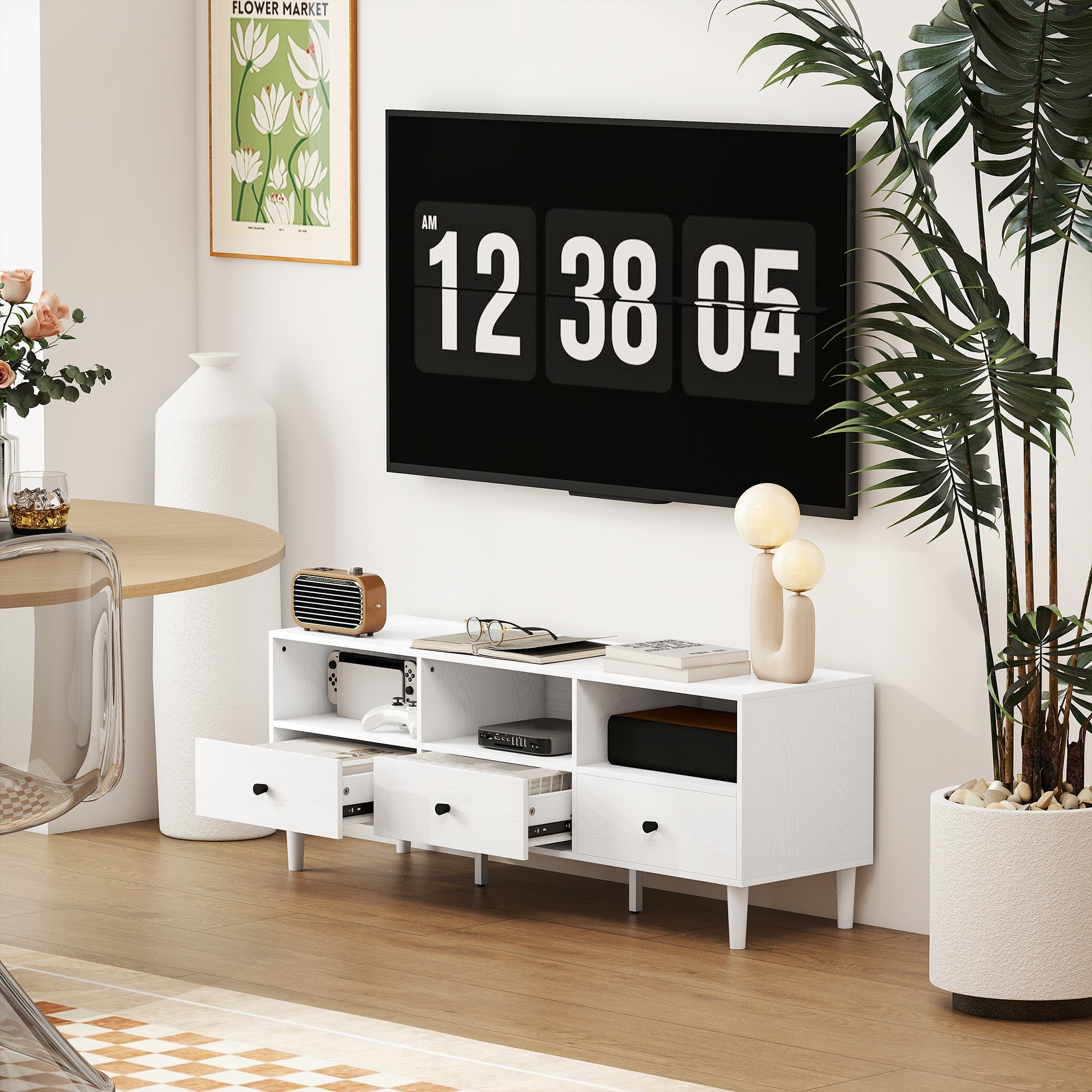Móvel de TV Moderno Branco 120x34x45 cm