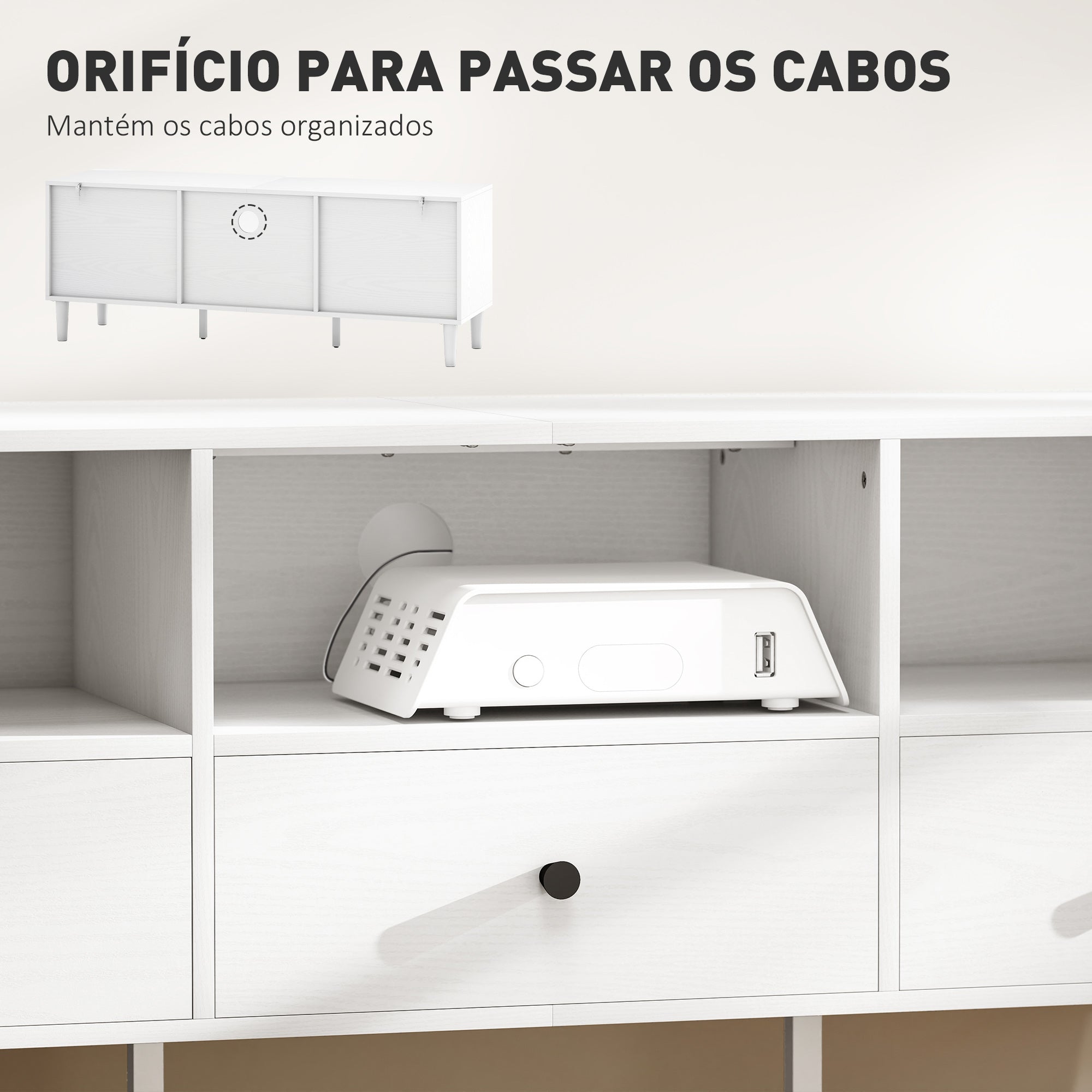Móvel de TV Moderno Branco 120x34x45 cm