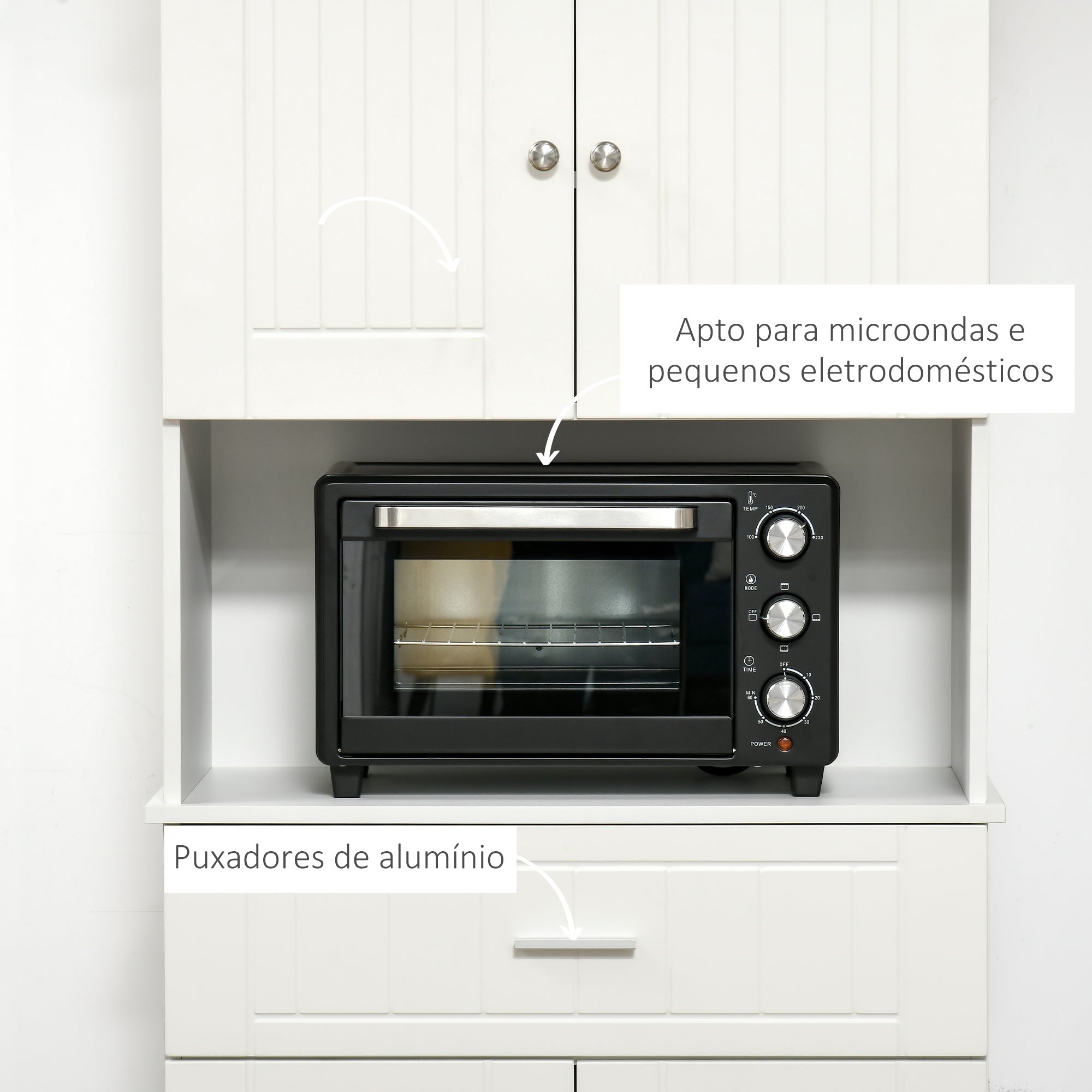 Armário Alto de Cozinha com Gaveta e Prateleiras Ajustáveis 74,3x39,4x183cm Branco