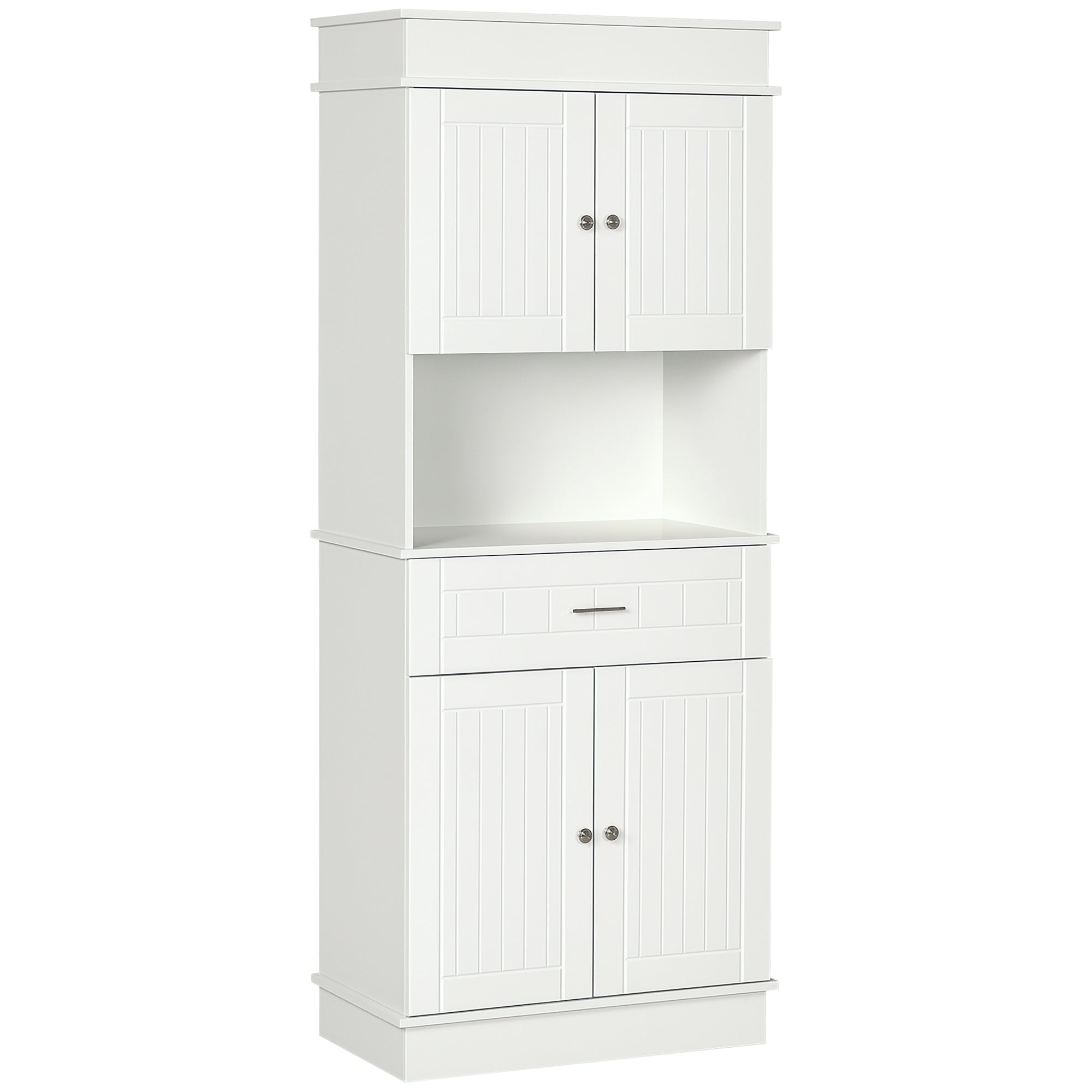 Armário Alto de Cozinha com Gaveta e Prateleiras Ajustáveis 74,3x39,4x183cm Branco