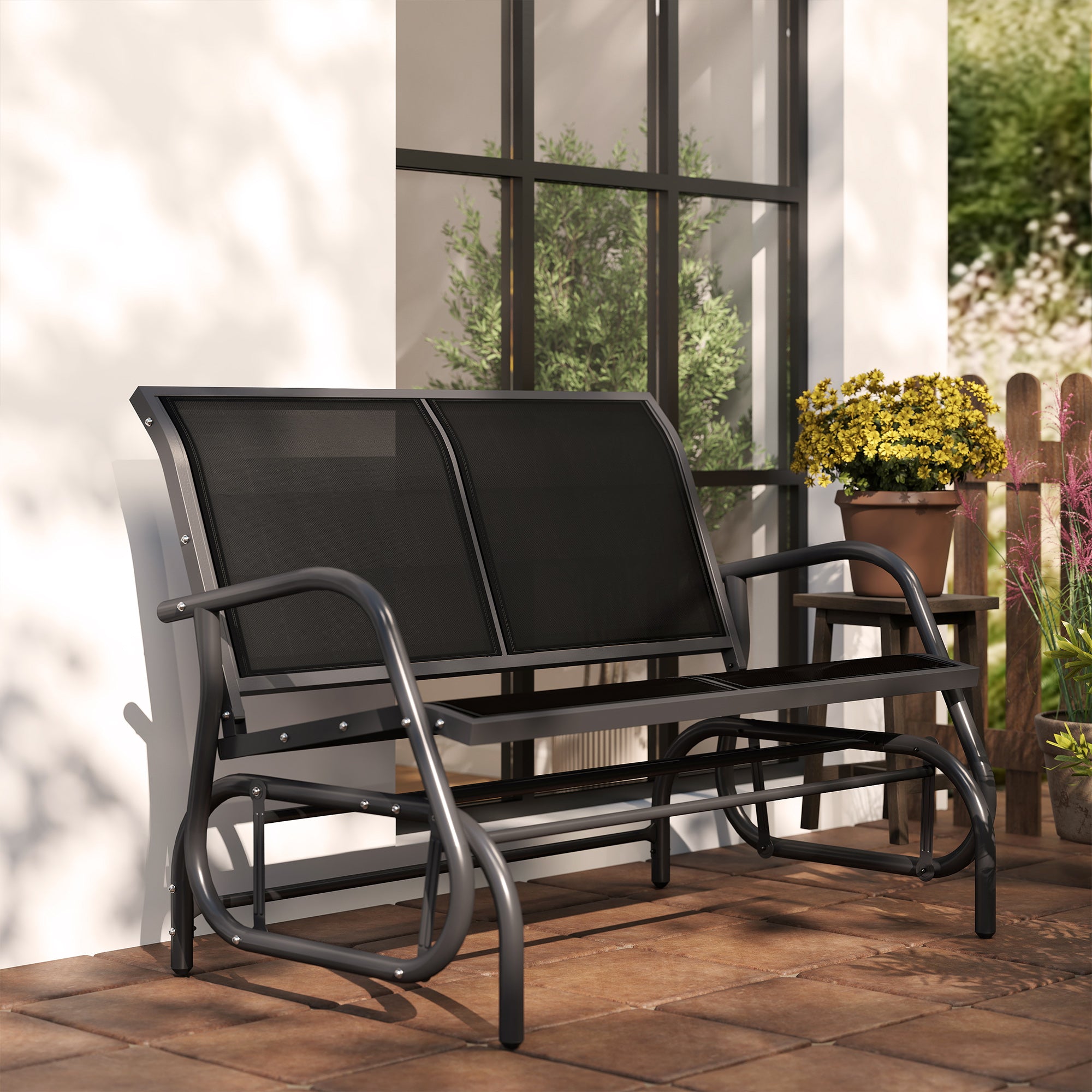 Baloiço de Jardim 2 Lugares Preto 120x70x85 cm