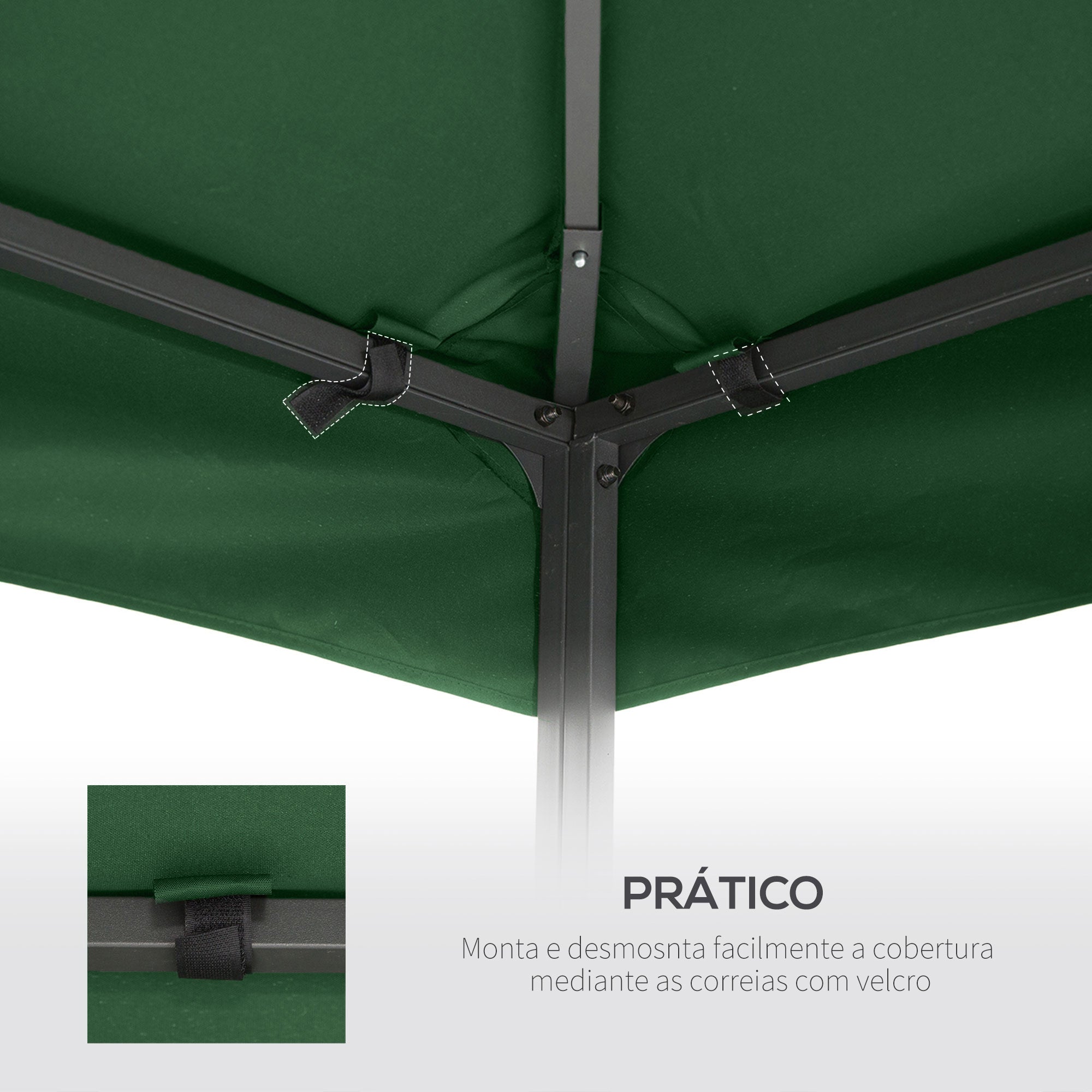 Toldo de Substituição Verde 300x300 cm para Pérgolas de Jardim