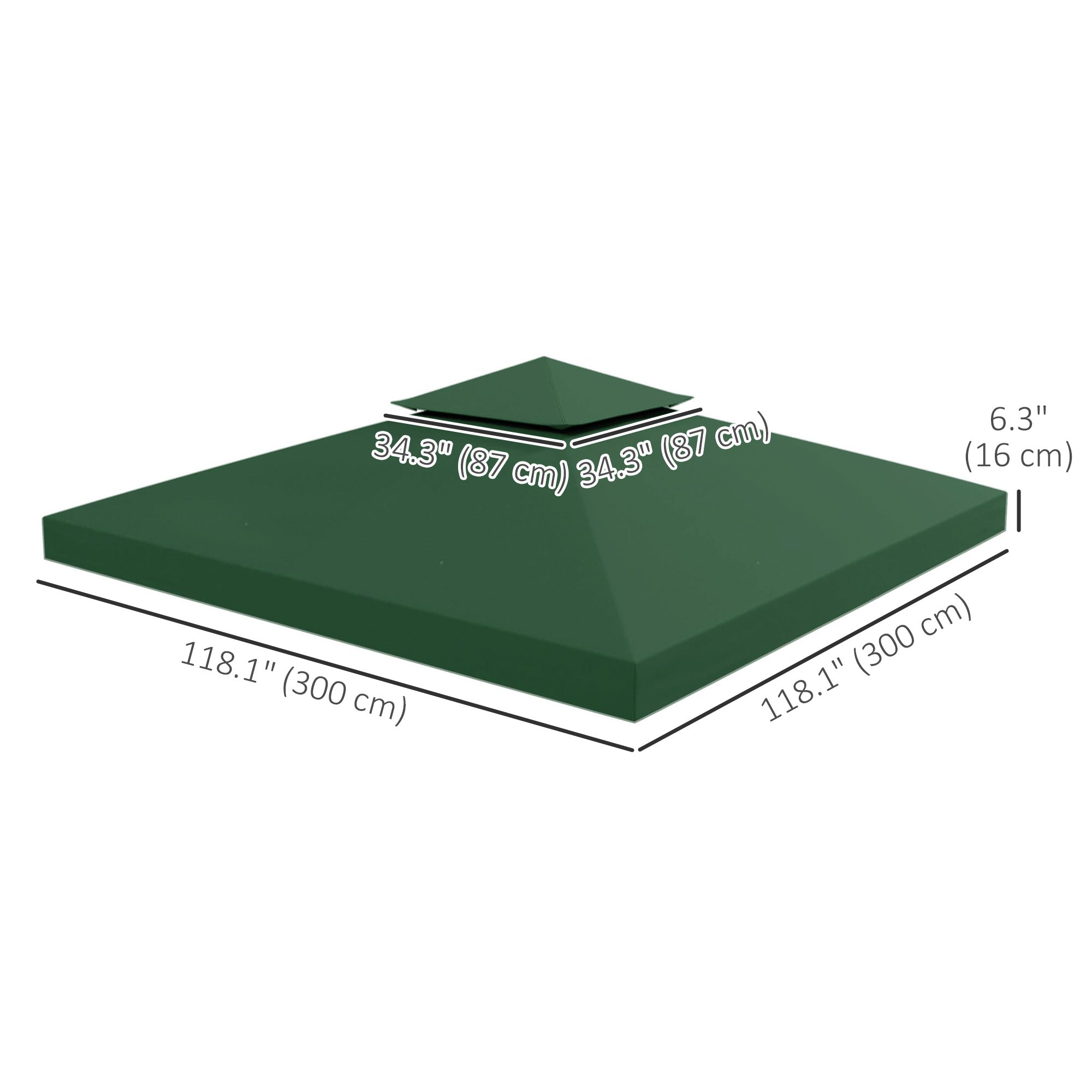 Toldo de Substituição Verde 300x300 cm para Pérgolas de Jardim