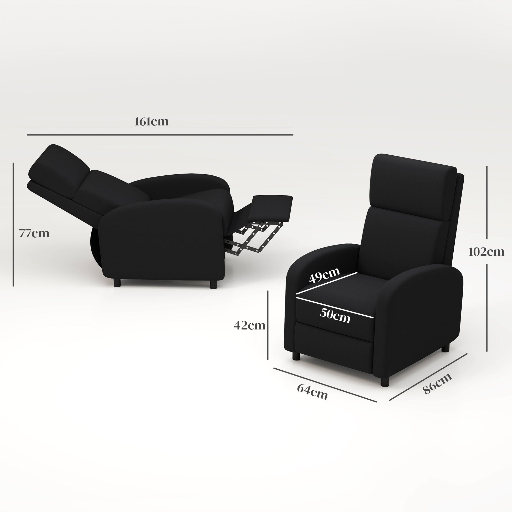 Poltrona Relax Reclinável 160° Preto 64x86x102 cm