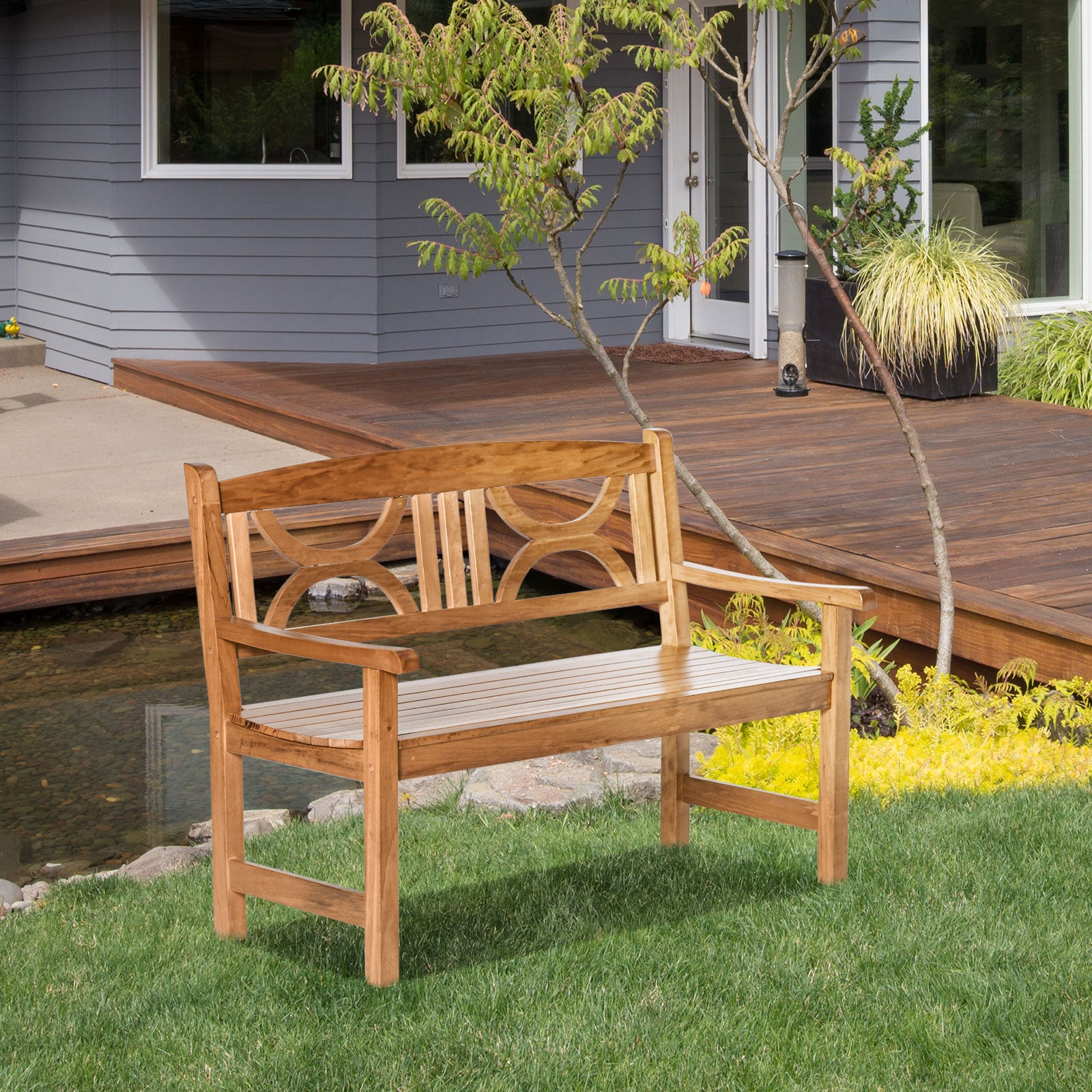Banco de Madeira para Jardim 123x61x89,5cm - Cor Natural