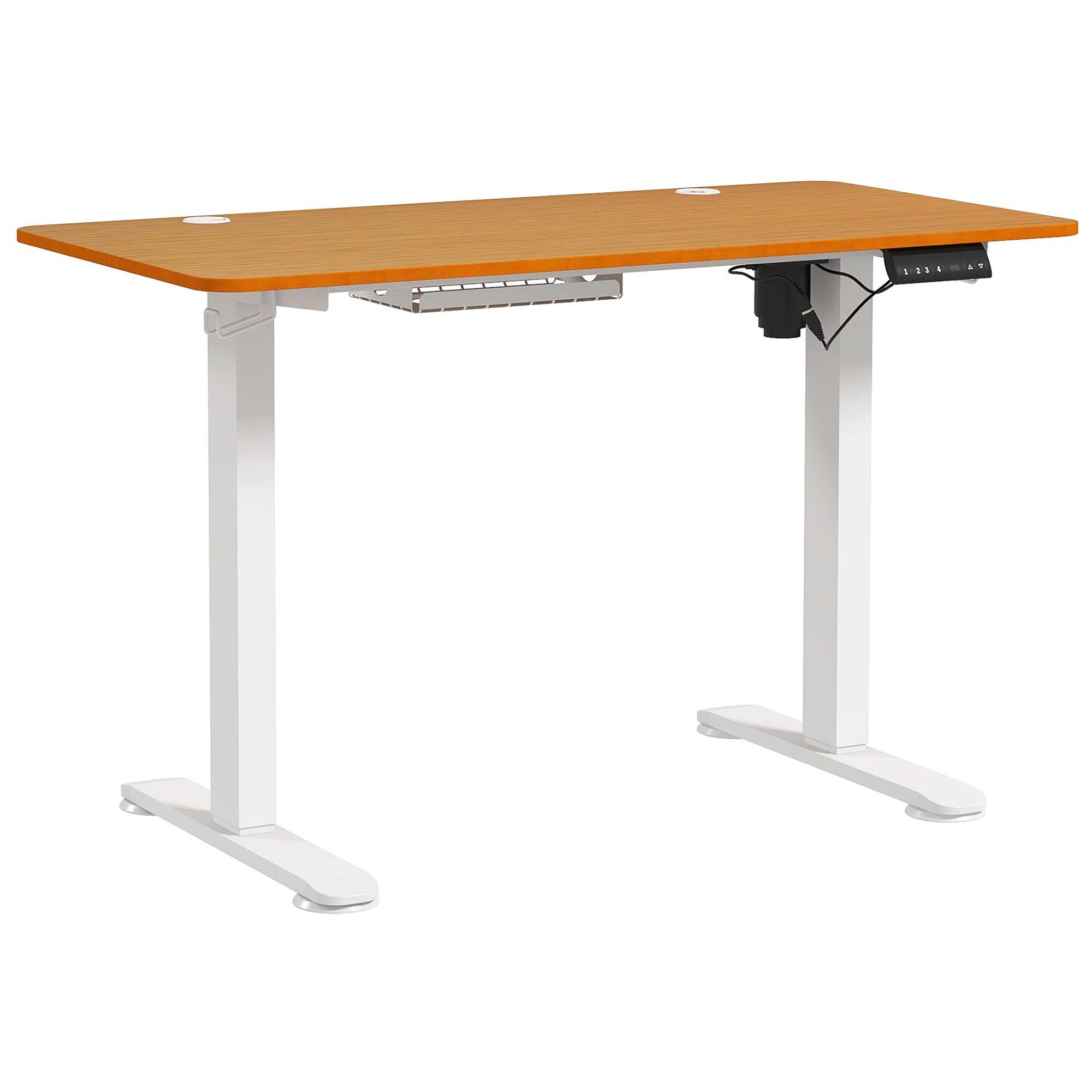 Secretária Elétrica Ajustável em Altura 120x60 cm Madeira e Branco