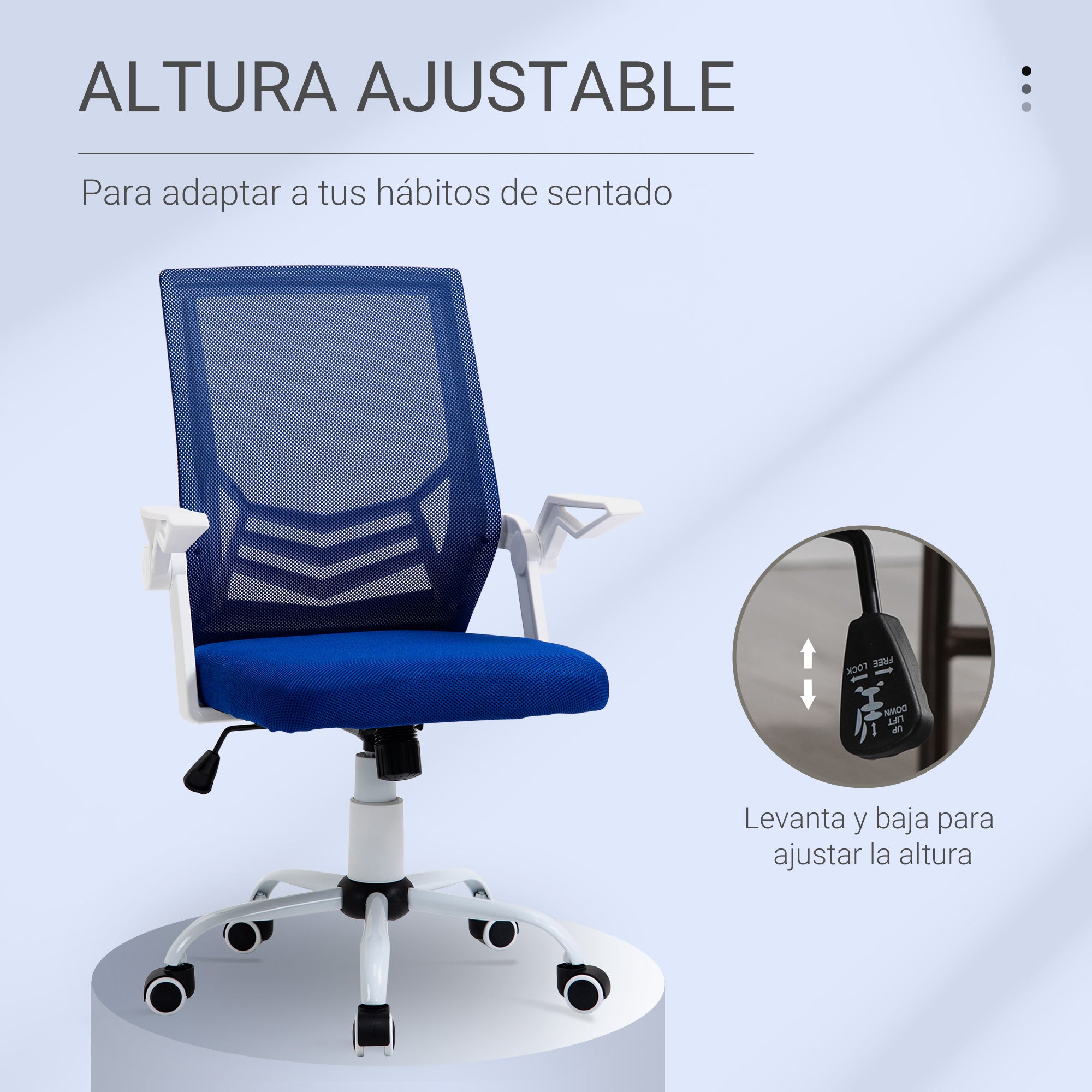 Cadeira de Escritório Ergonômica Azul 62,5x55x104cm