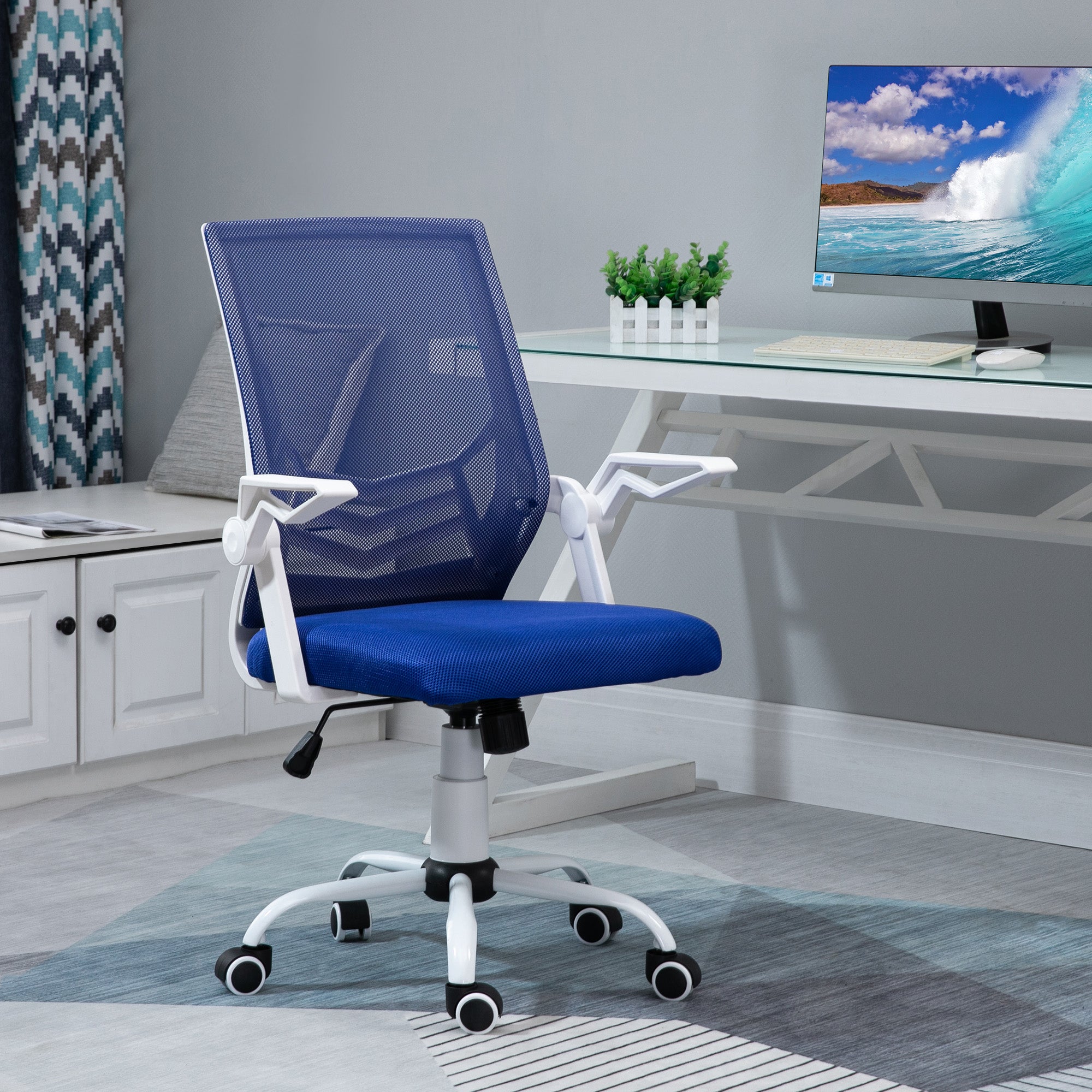 Cadeira de Escritório Ergonômica Azul 62,5x55x104cm