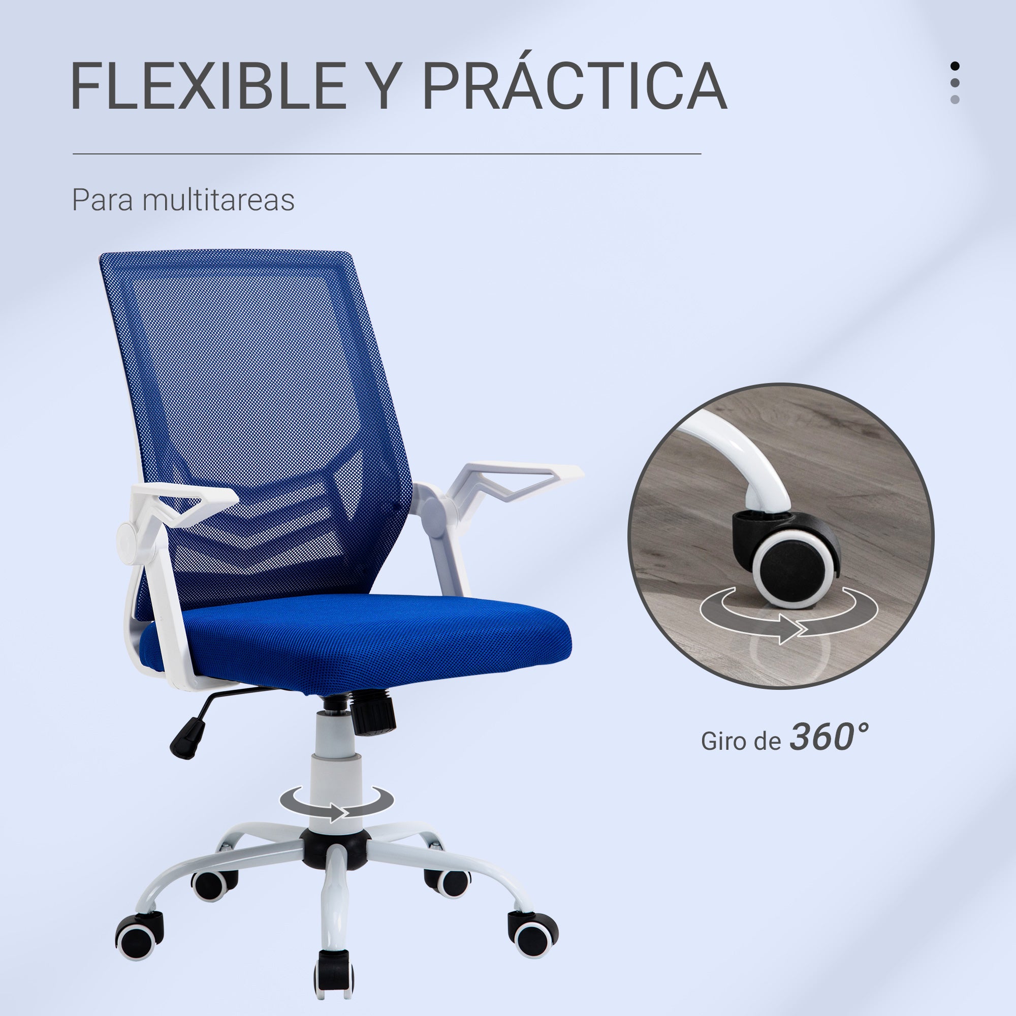 Cadeira de Escritório Ergonômica Azul 62,5x55x104cm