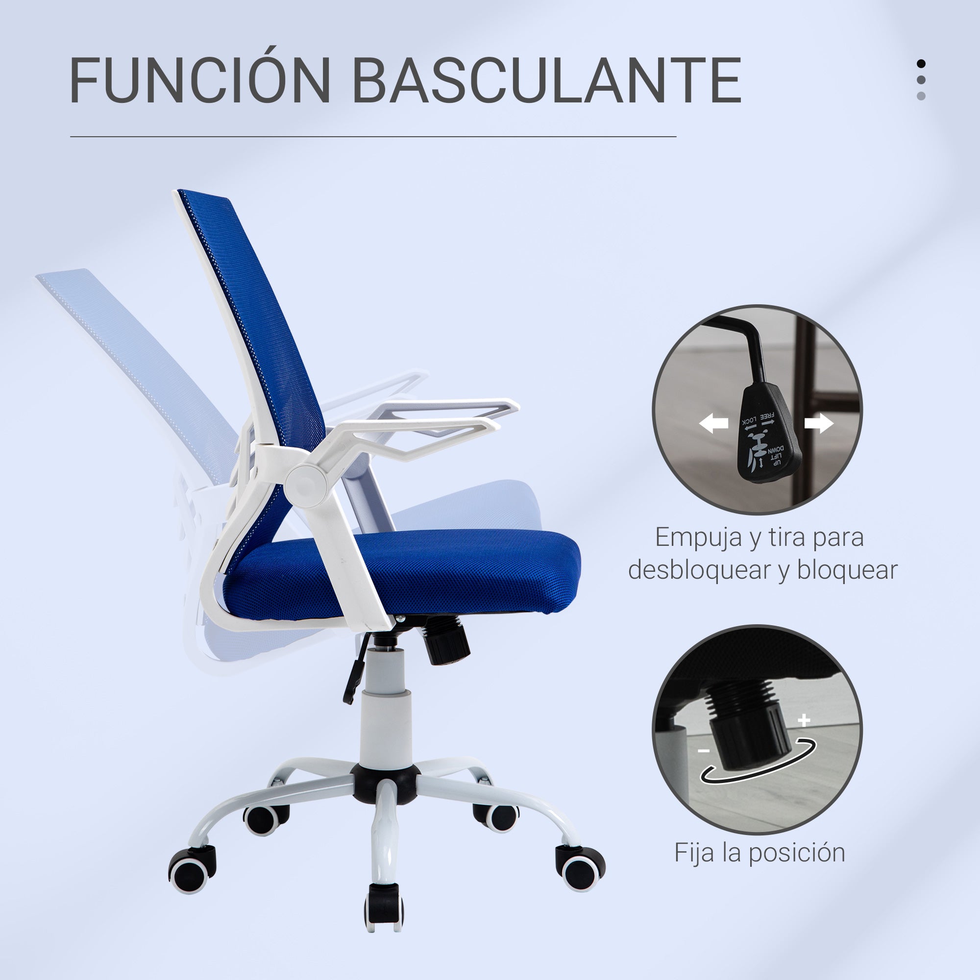 Cadeira de Escritório Ergonômica Azul 62,5x55x104cm