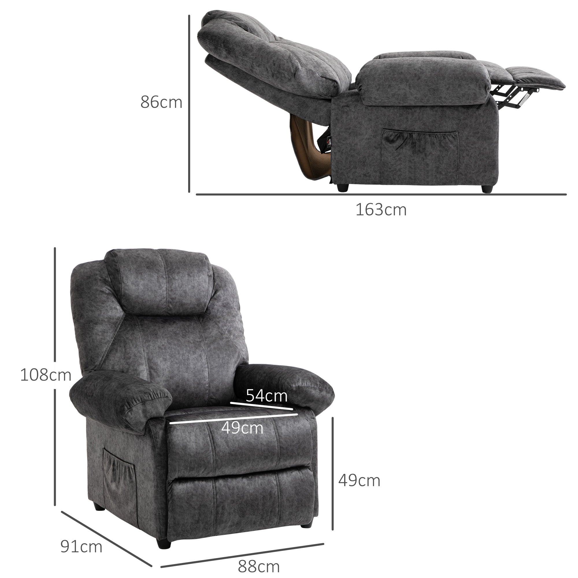 Poltrona Relax Reclinável Preto 88x91x108 cm