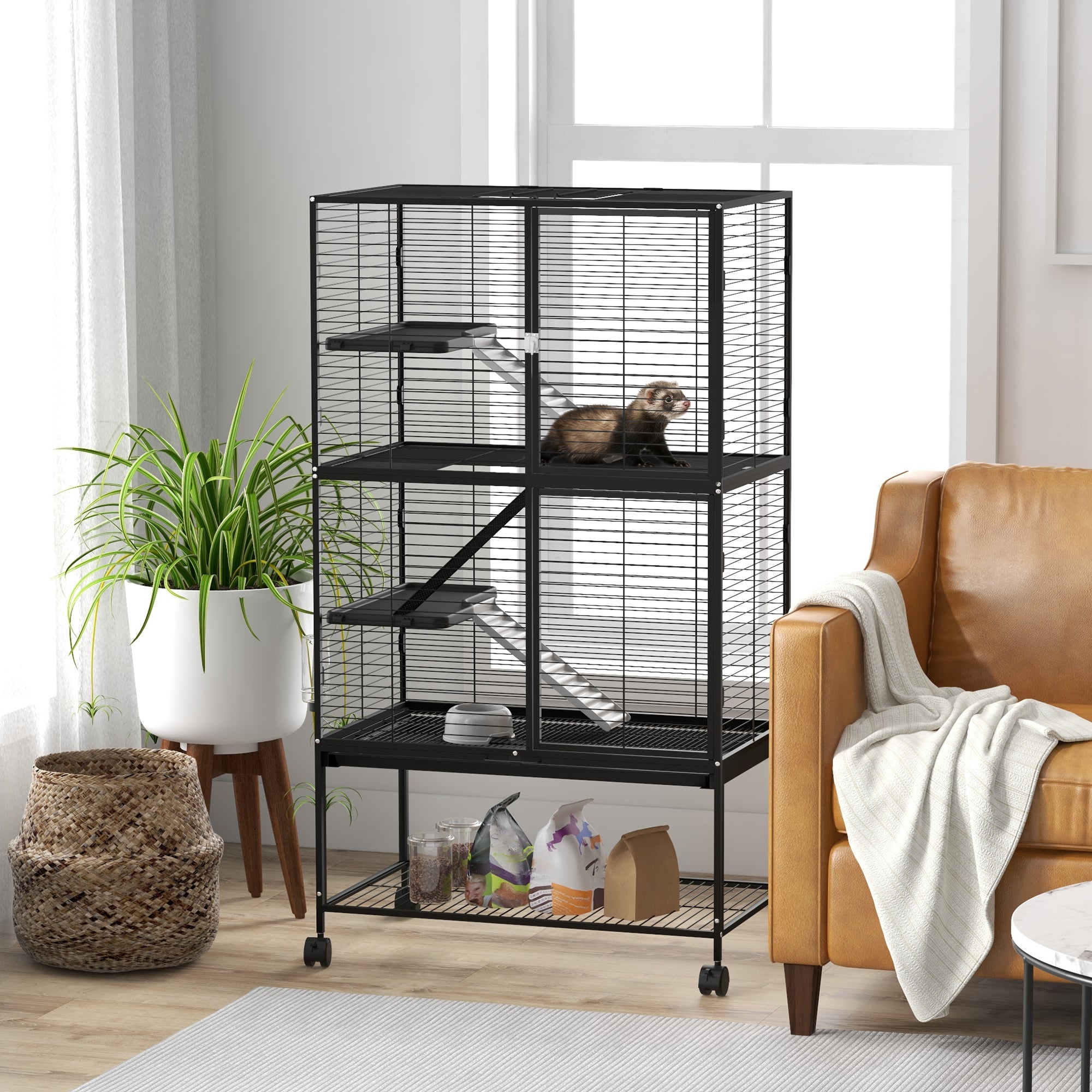 Gaiola para Animais Pequenos 78x45,5x136 cm - Preto