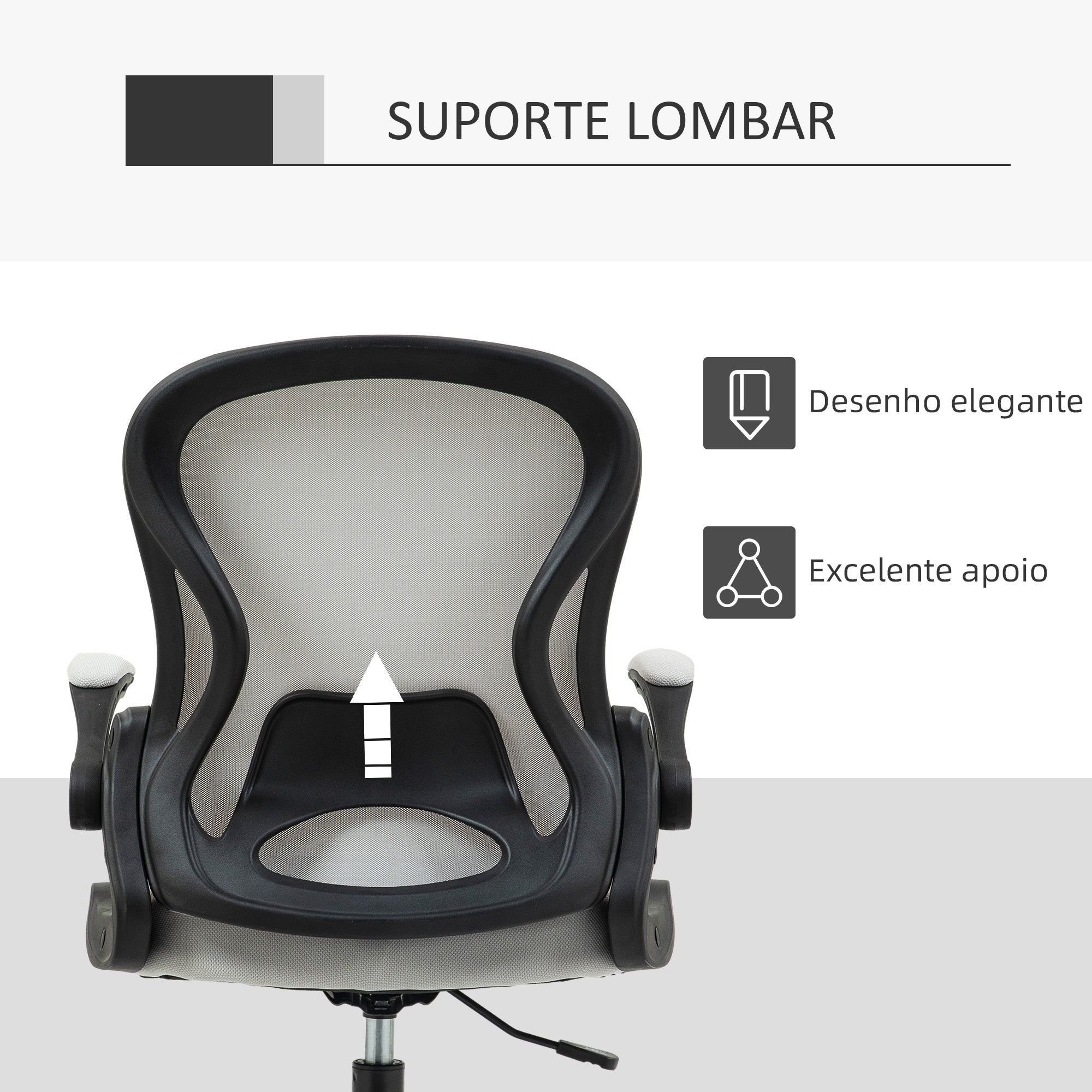 Cadeira de Escritório Ergonómica Cinza Claro 59x65x102-122 cm