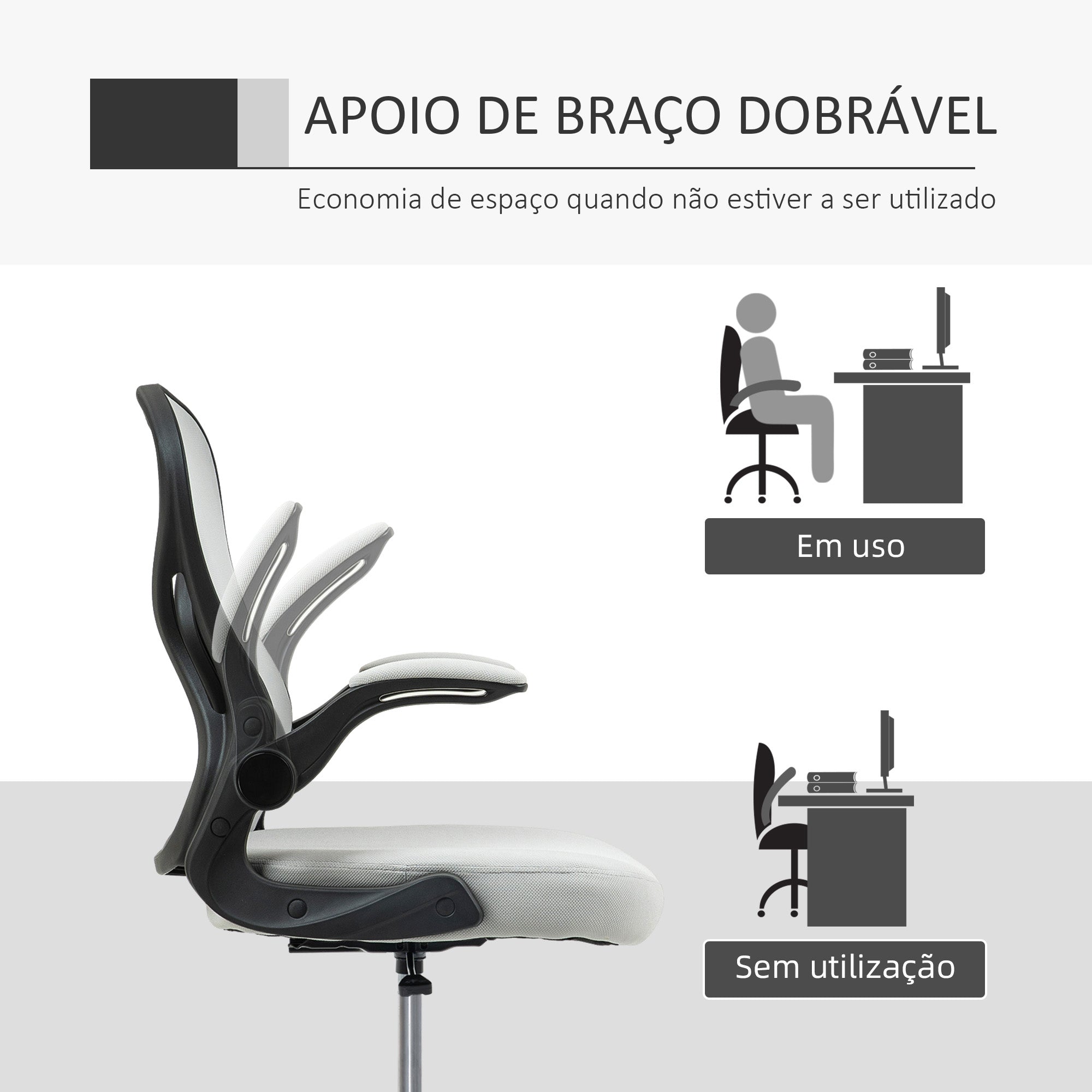 Cadeira de Escritório Ergonómica Cinza Claro 59x65x102-122 cm