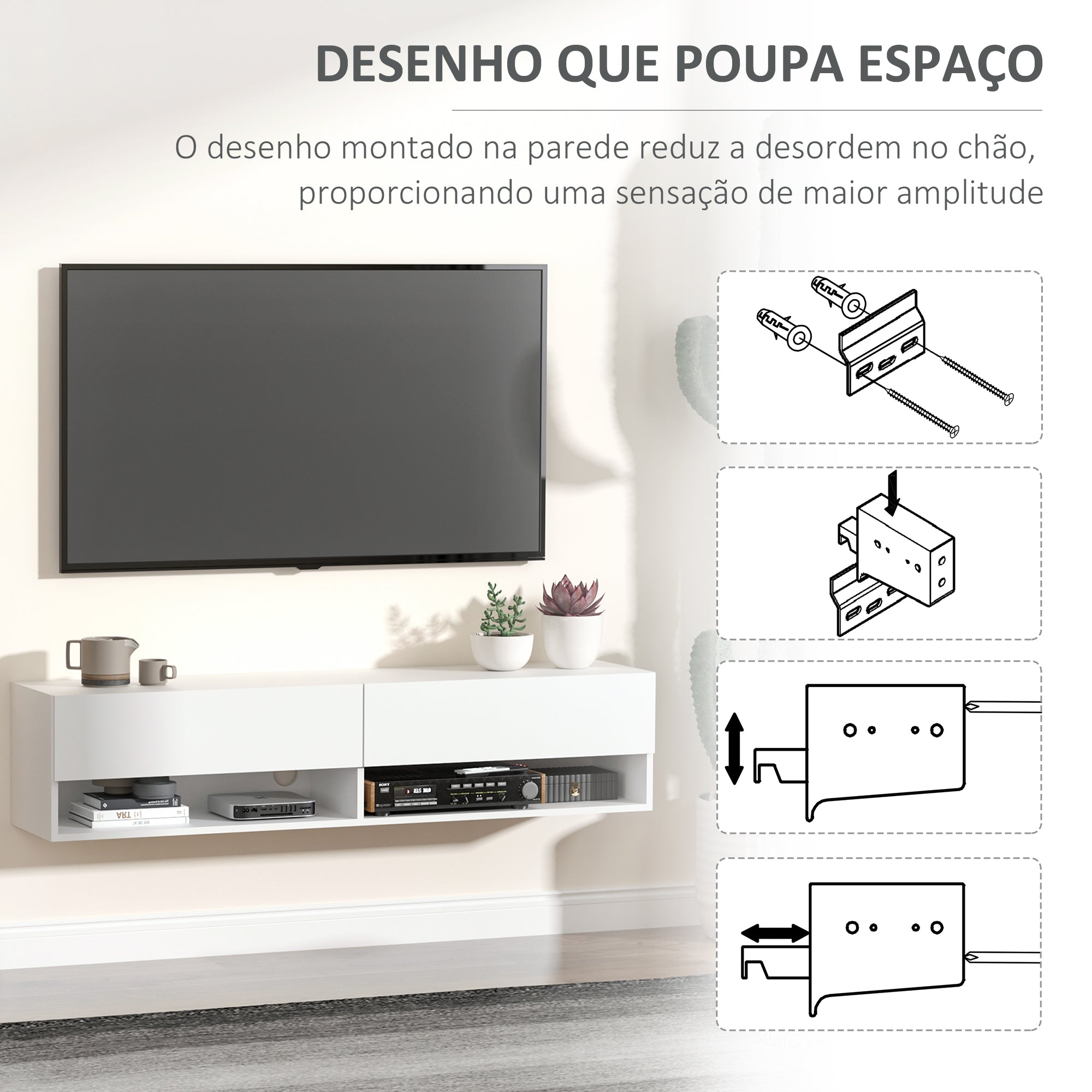 Móvel de TV Branco 140x32x31 cm - Organização e Estilo para a sua Sala de Estar