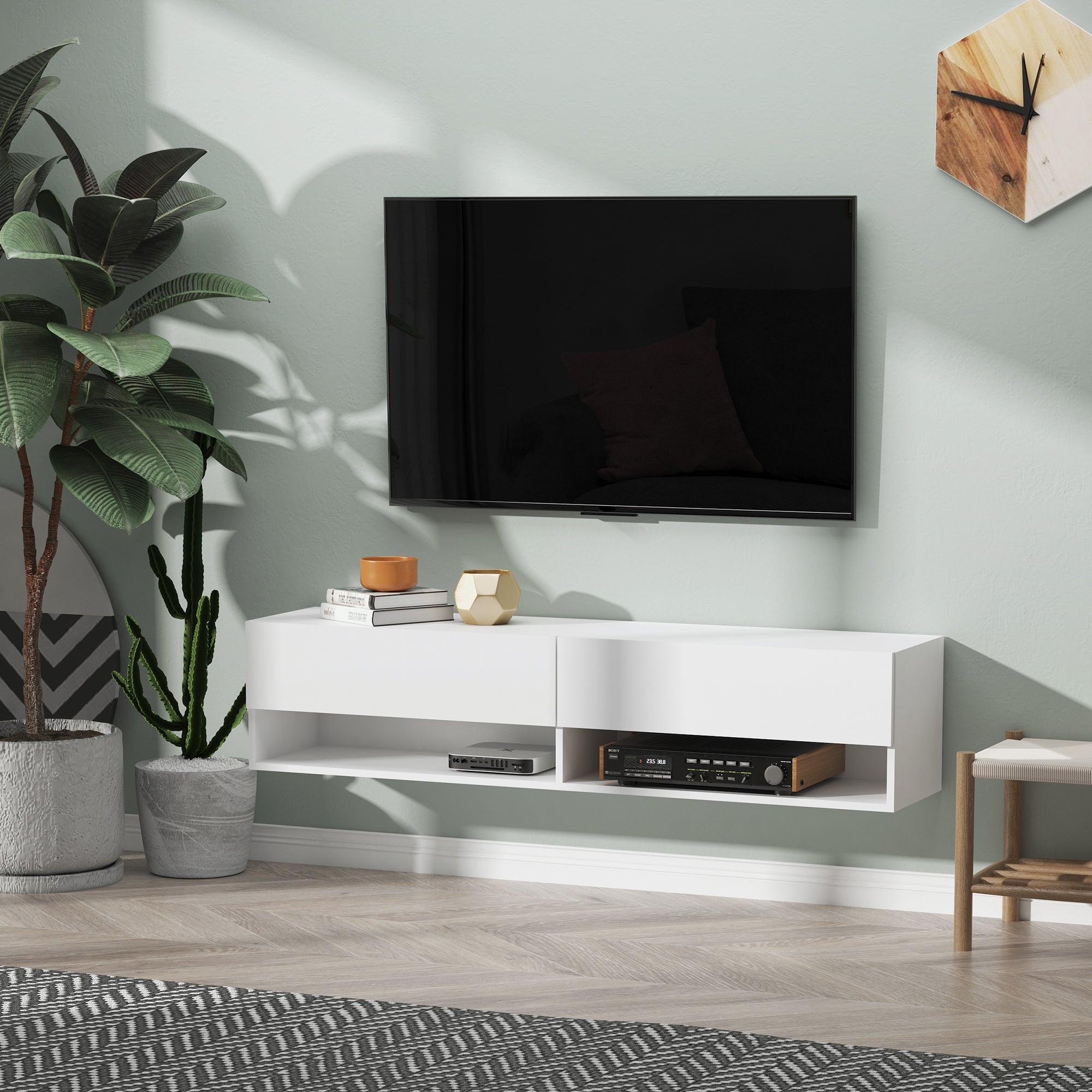 Móvel de TV Branco 140x32x31 cm - Organização e Estilo para a sua Sala de Estar