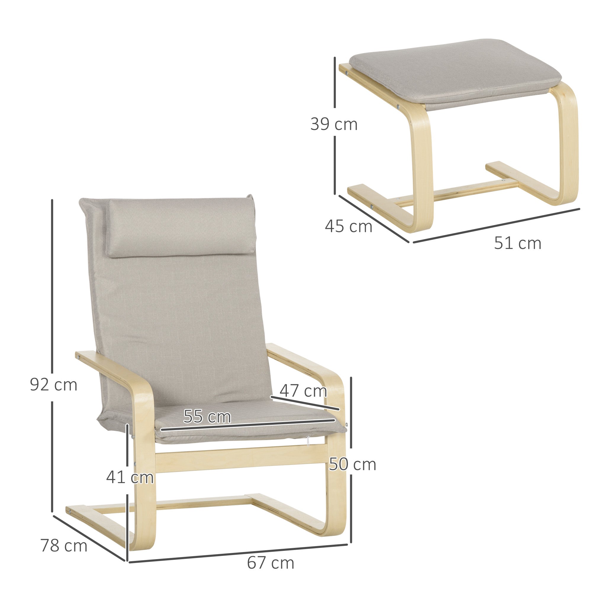Poltrona Moderna com Encosto Alto e Almofada Removível 67x69x100cm Cinza