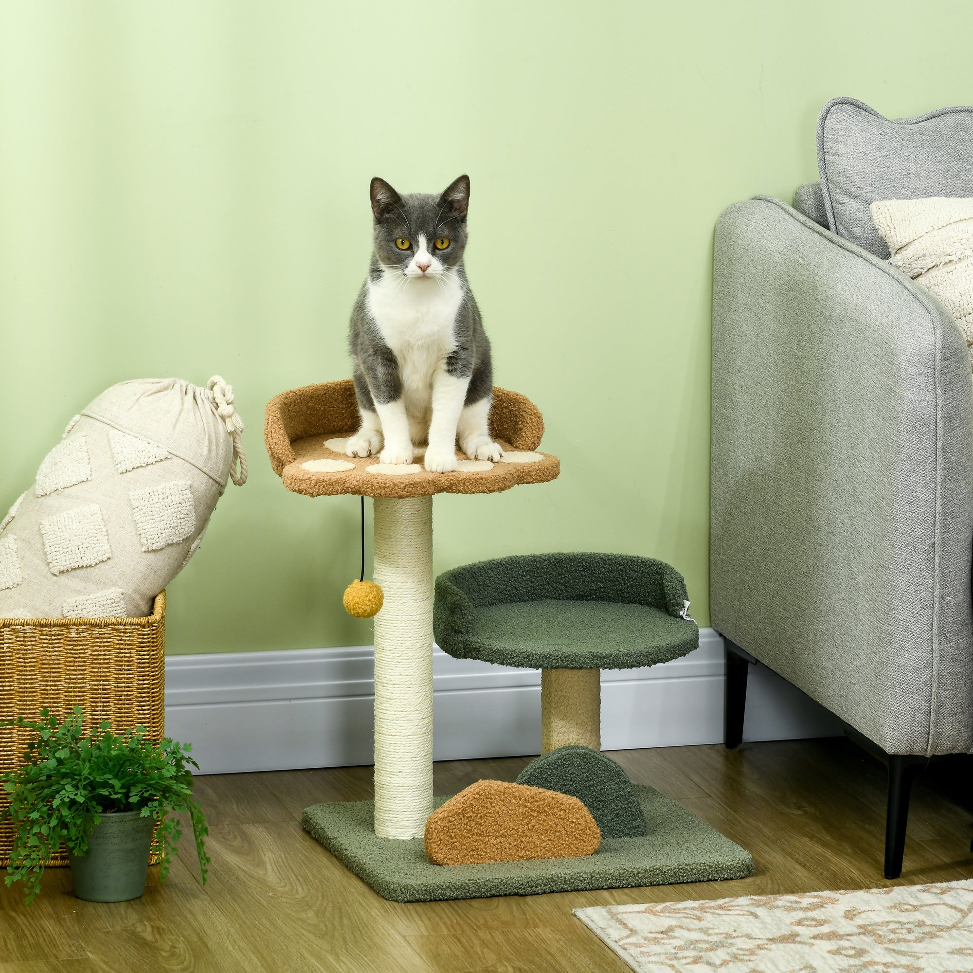 Arranhador para Gatos Pequeno Multicor 43x39x52 cm - Aglomerado de Madeira, Pelúcia e Sisal