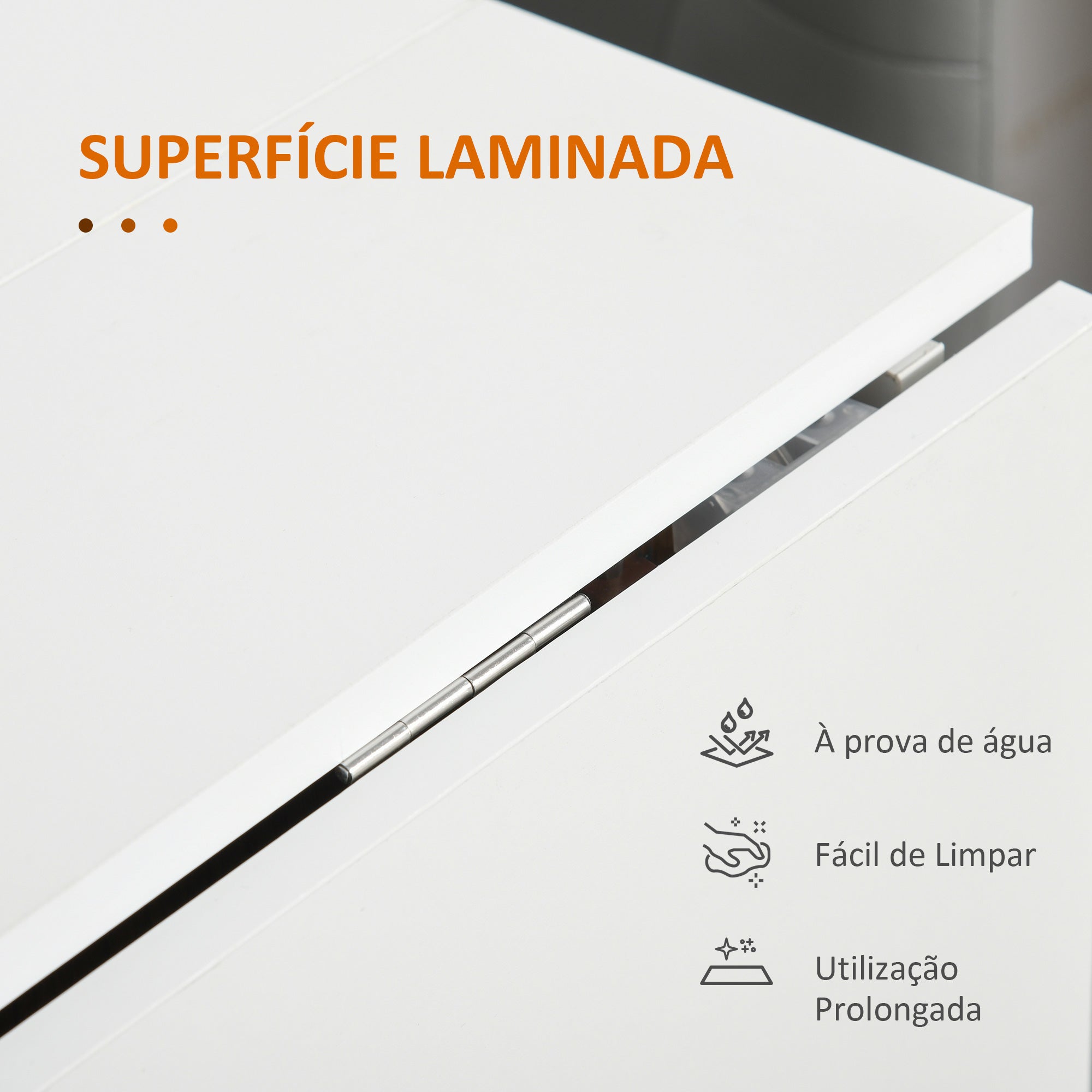 Mesa de Sala de Jantar Dobrável 120x80x73cm Branco e Teca