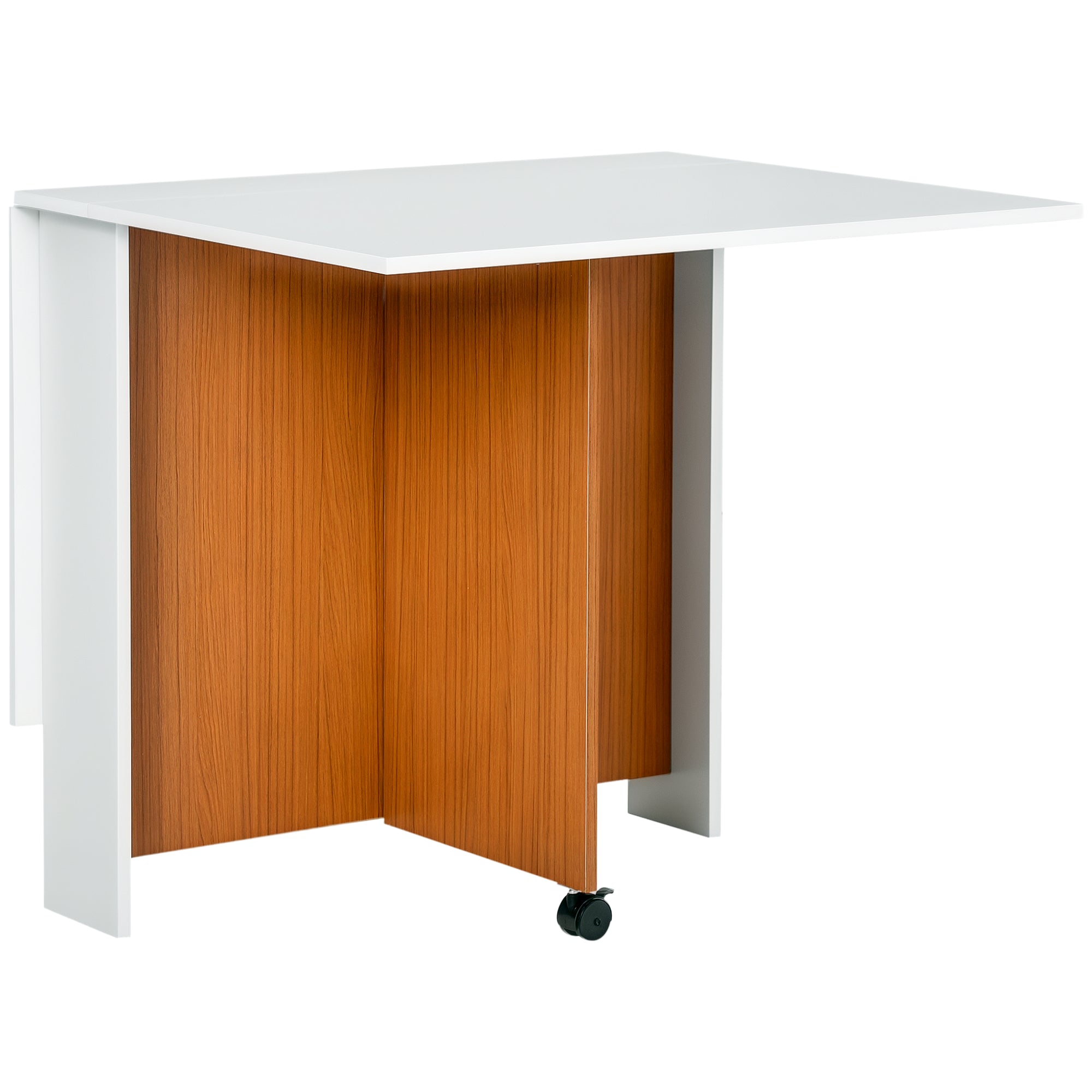 Mesa de Sala de Jantar Dobrável 120x80x73cm Branco e Teca
