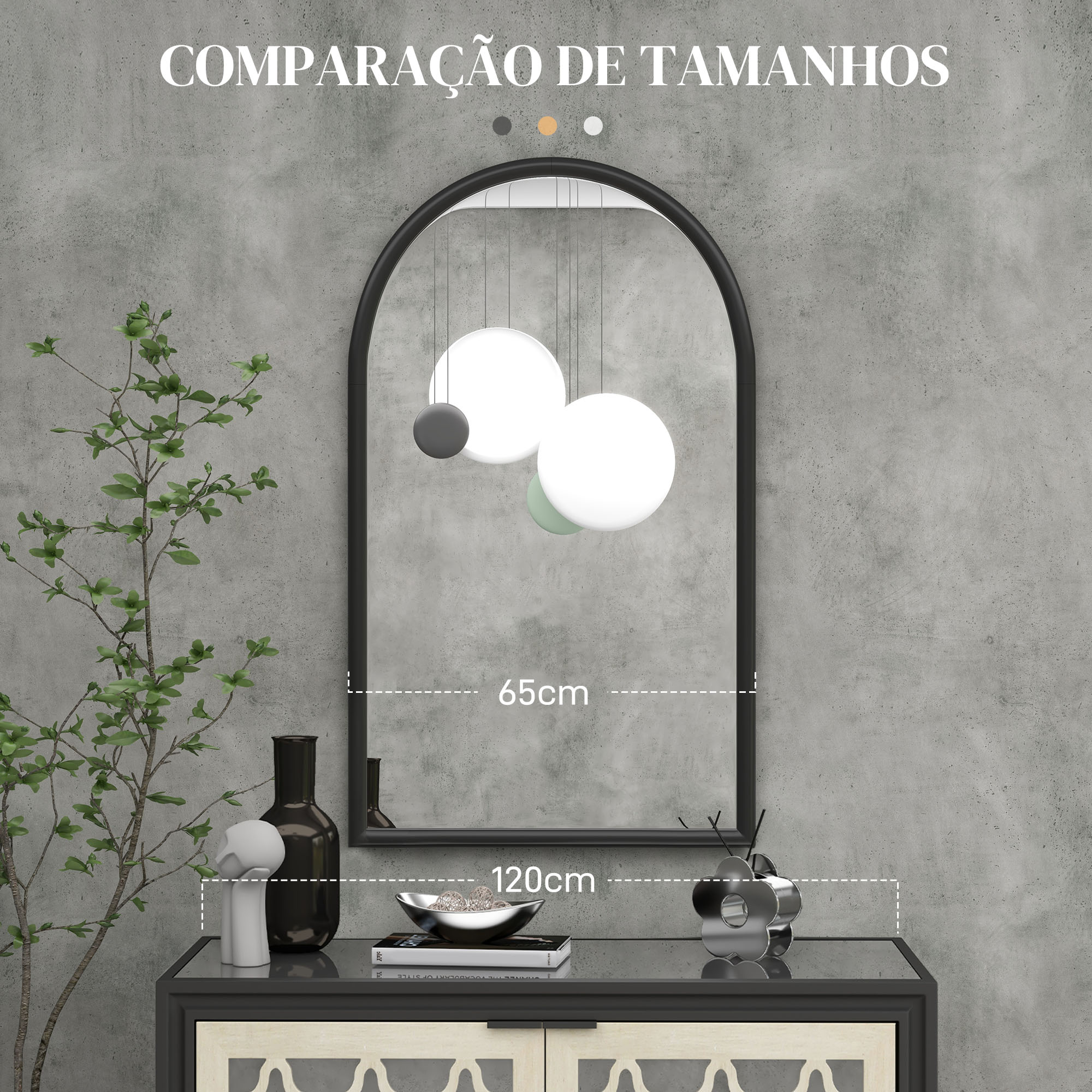 Espelho de Parede 65x110 cm Cor Preto