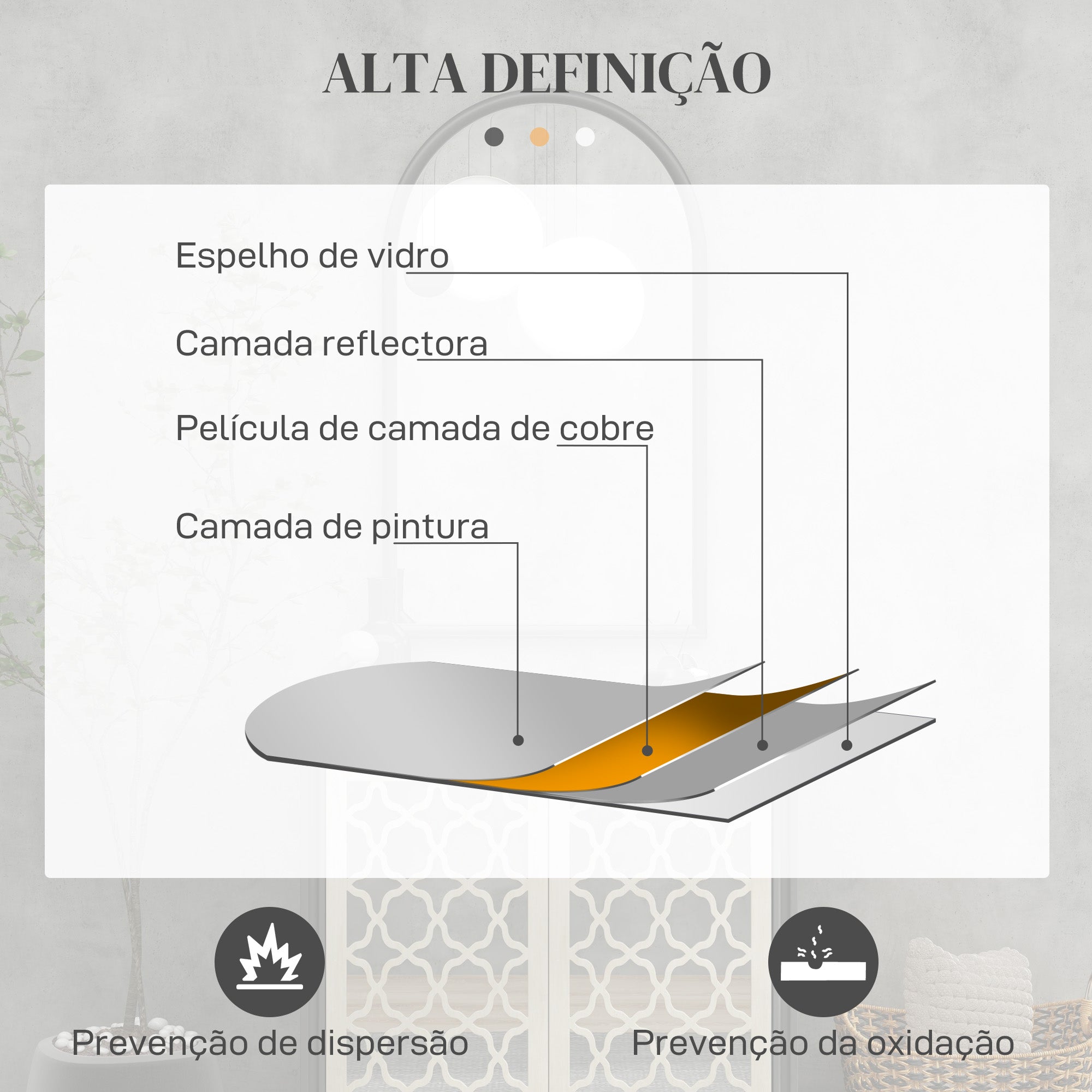 Espelho de Parede 65x110 cm Cor Preto