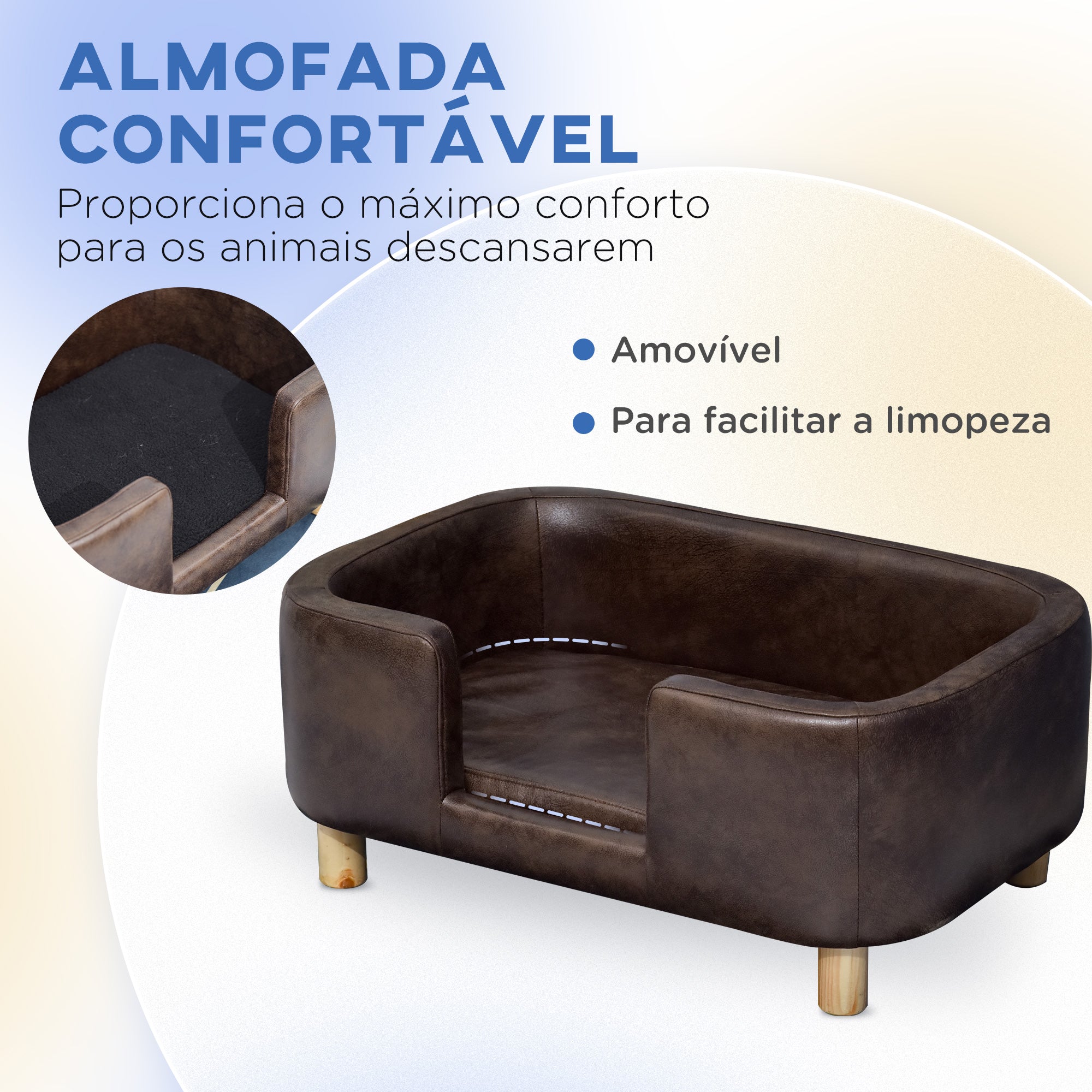 Sofá para Animais de Estimação em Marrom 74x48,5x31 cm