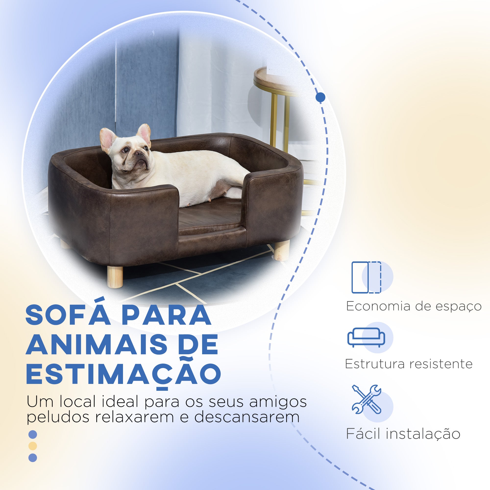 Sofá para Animais de Estimação em Marrom 74x48,5x31 cm