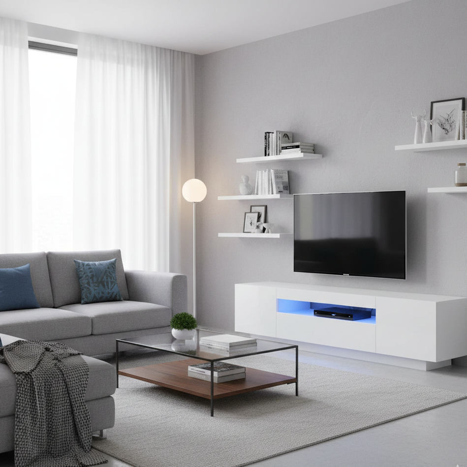 Móvel de TV com Luzes LED 160x35x40 cm Branco