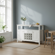 Aparador de Cozinha com 1 Gaveta e Suporte para 12 Garrafas - 116,5x40x82,5 cm - Branco