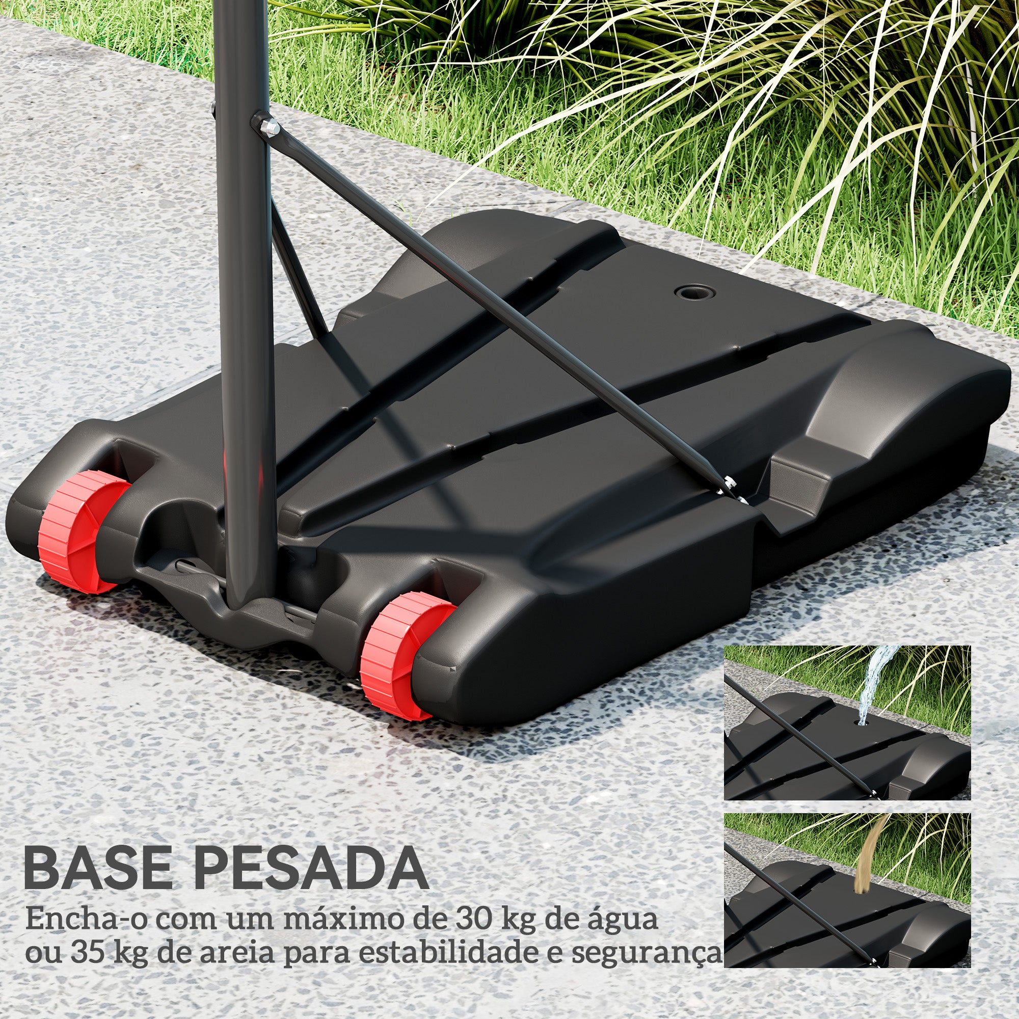 Tabela de Basquetebol e Alvo de Dardos Portátil - 75x55x247 cm - Preto