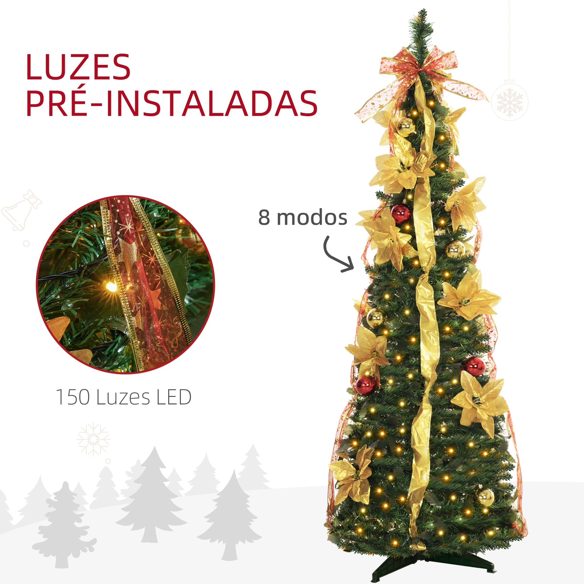 Árvore de Natal Artificial 150 cm Verde Ø50x150 cm