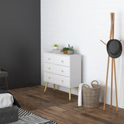 Cómoda com 3 Gavetas 80x30x80 cm Branco e Madeira