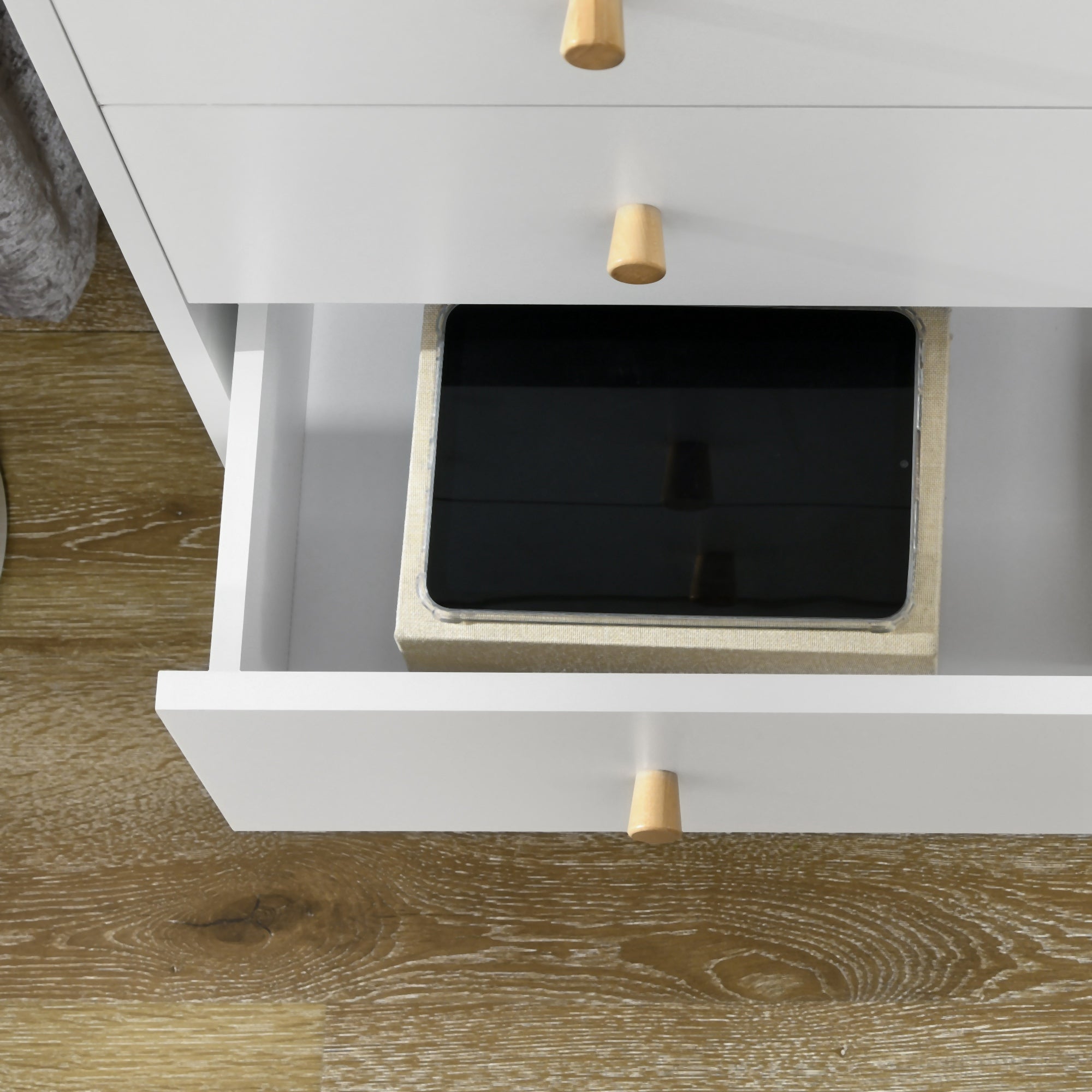 Cómoda com 3 Gavetas 80x30x80 cm Branco e Madeira