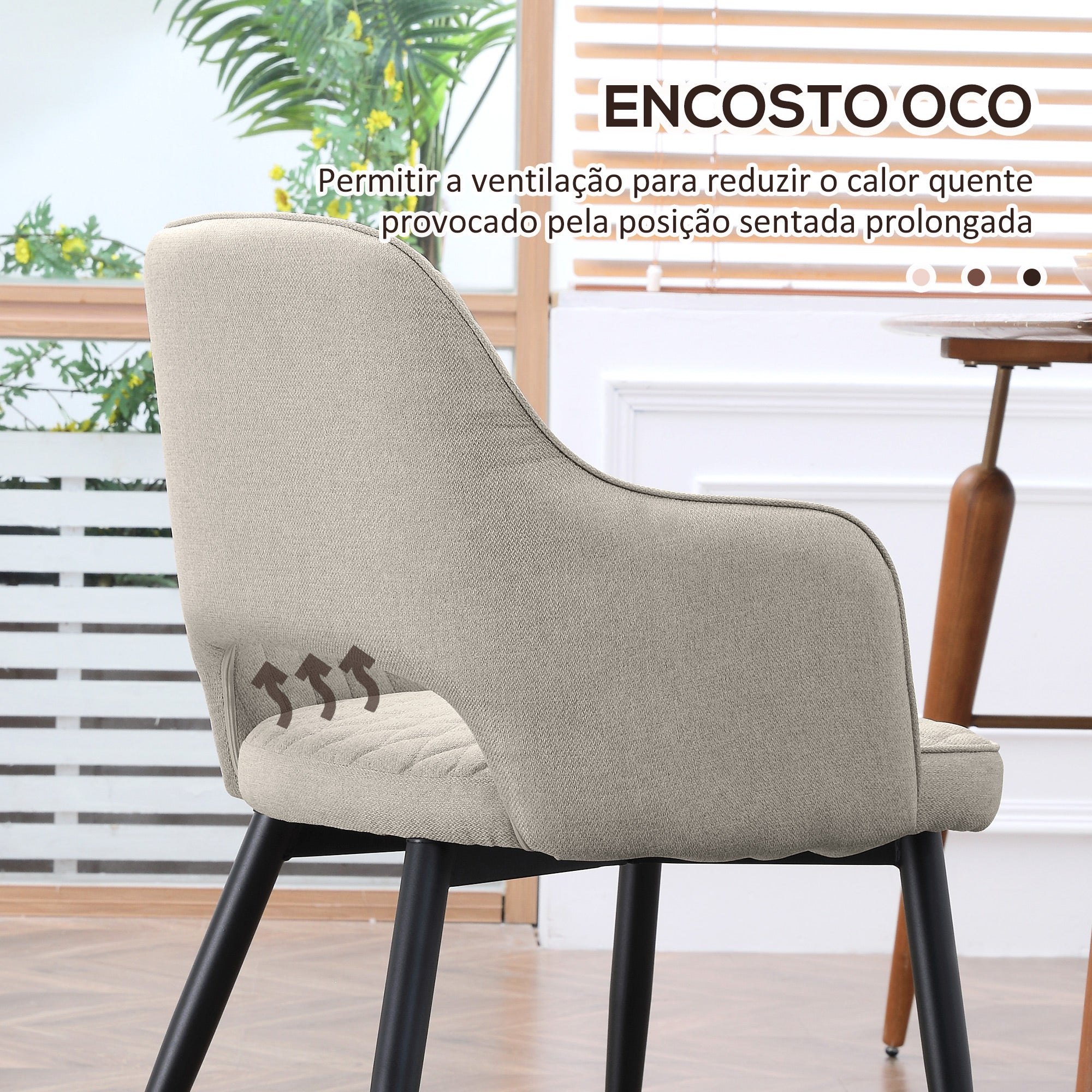 Cadeiras de Sala de Jantar Estofadas em Tecido Bege 55x55x81cm